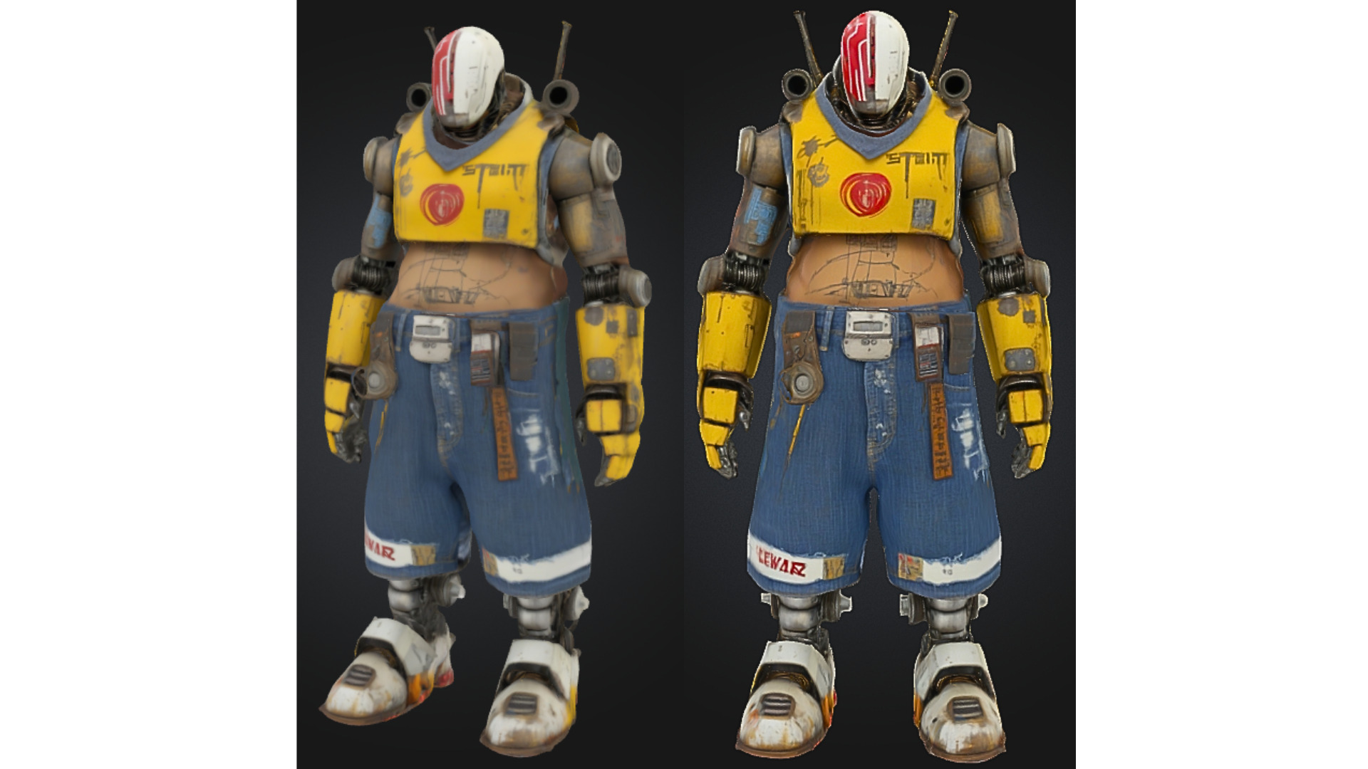 Urban Bot with Exposed Belly Low-poly 3D model_3