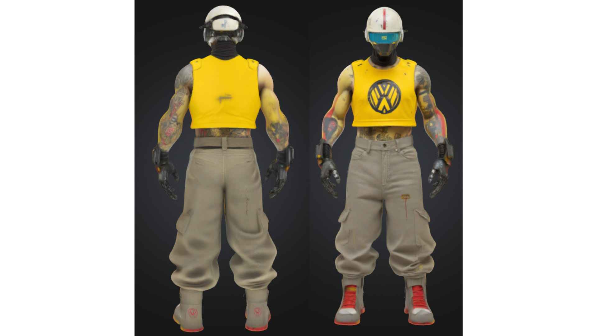 Tattooed Cyborg Street Punk Low-poly 3D model_2