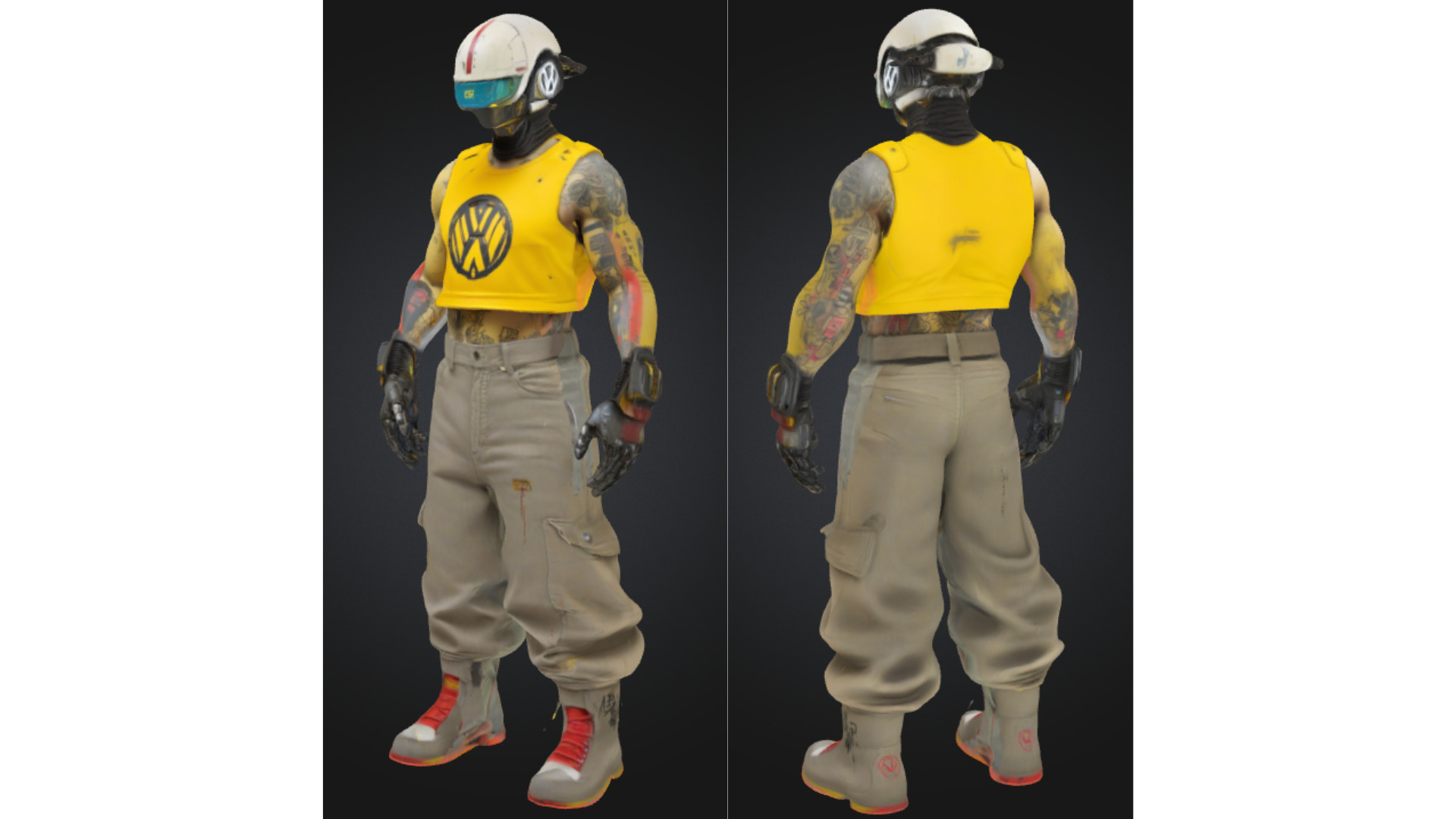 Tattooed Cyborg Street Punk Low-poly 3D model_1