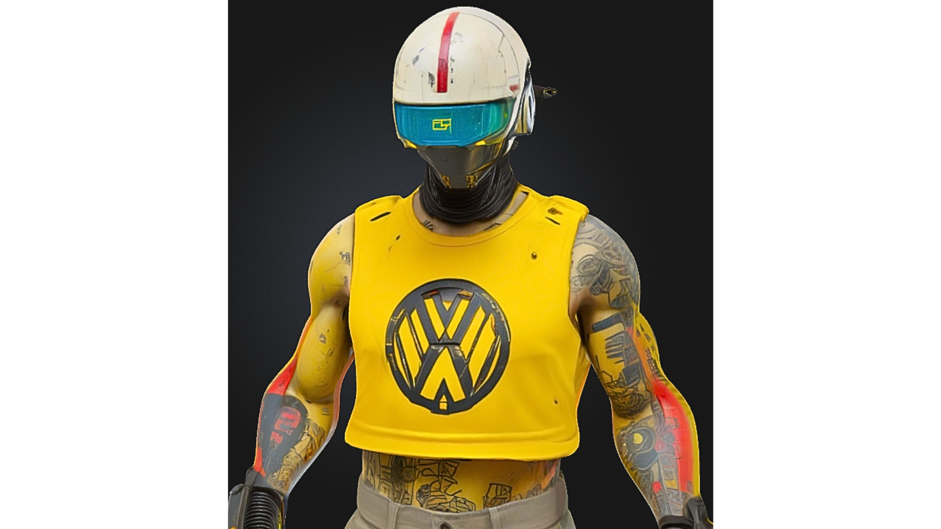 Tattooed Cyborg Street Punk Low-poly 3D model_4