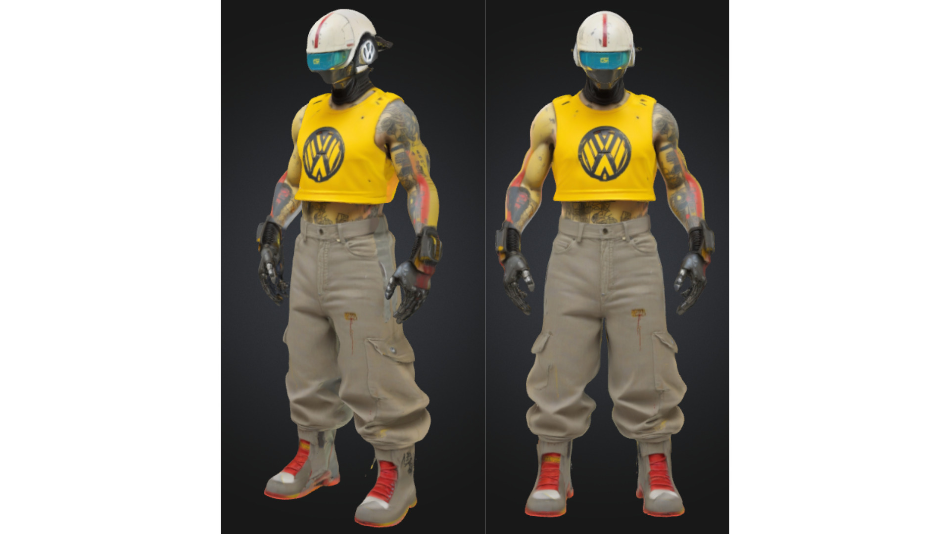 Tattooed Cyborg Street Punk Low-poly 3D model_3