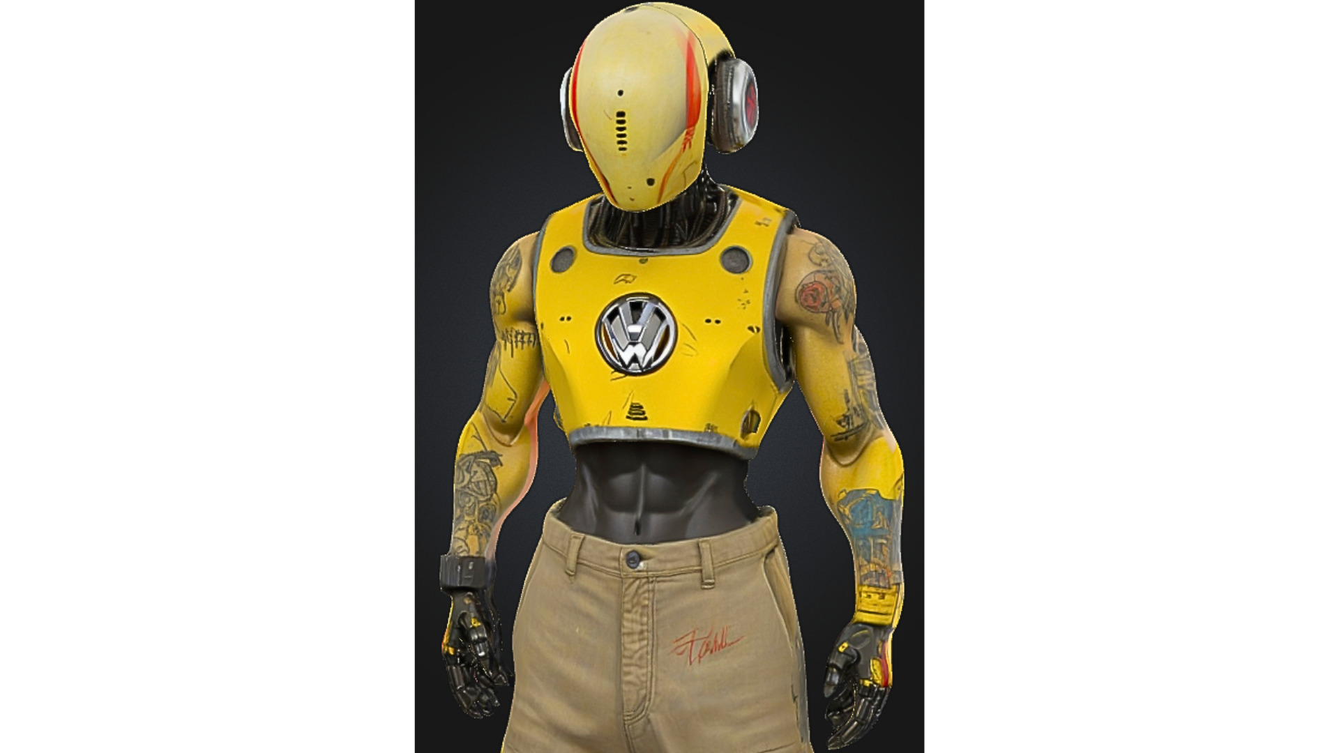 Stylized Cyberpunk Android with Tattoos Low-poly 3D model_4