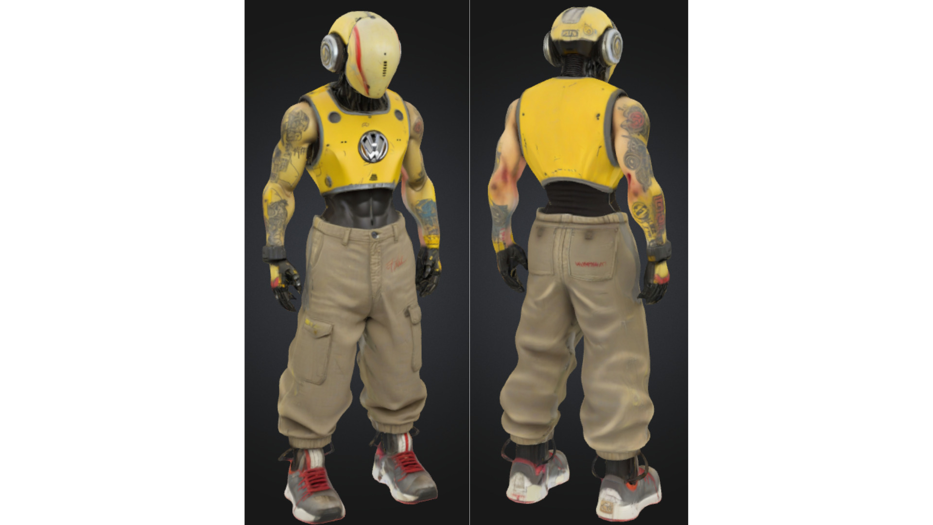 Stylized Cyberpunk Android with Tattoos Low-poly 3D model_2