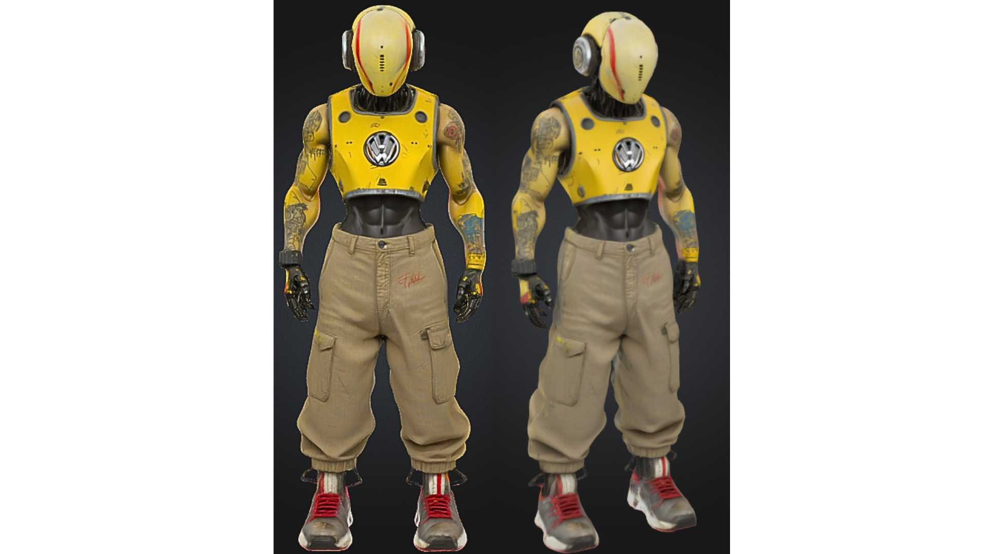 Stylized Cyberpunk Android with Tattoos Low-poly 3D model_3