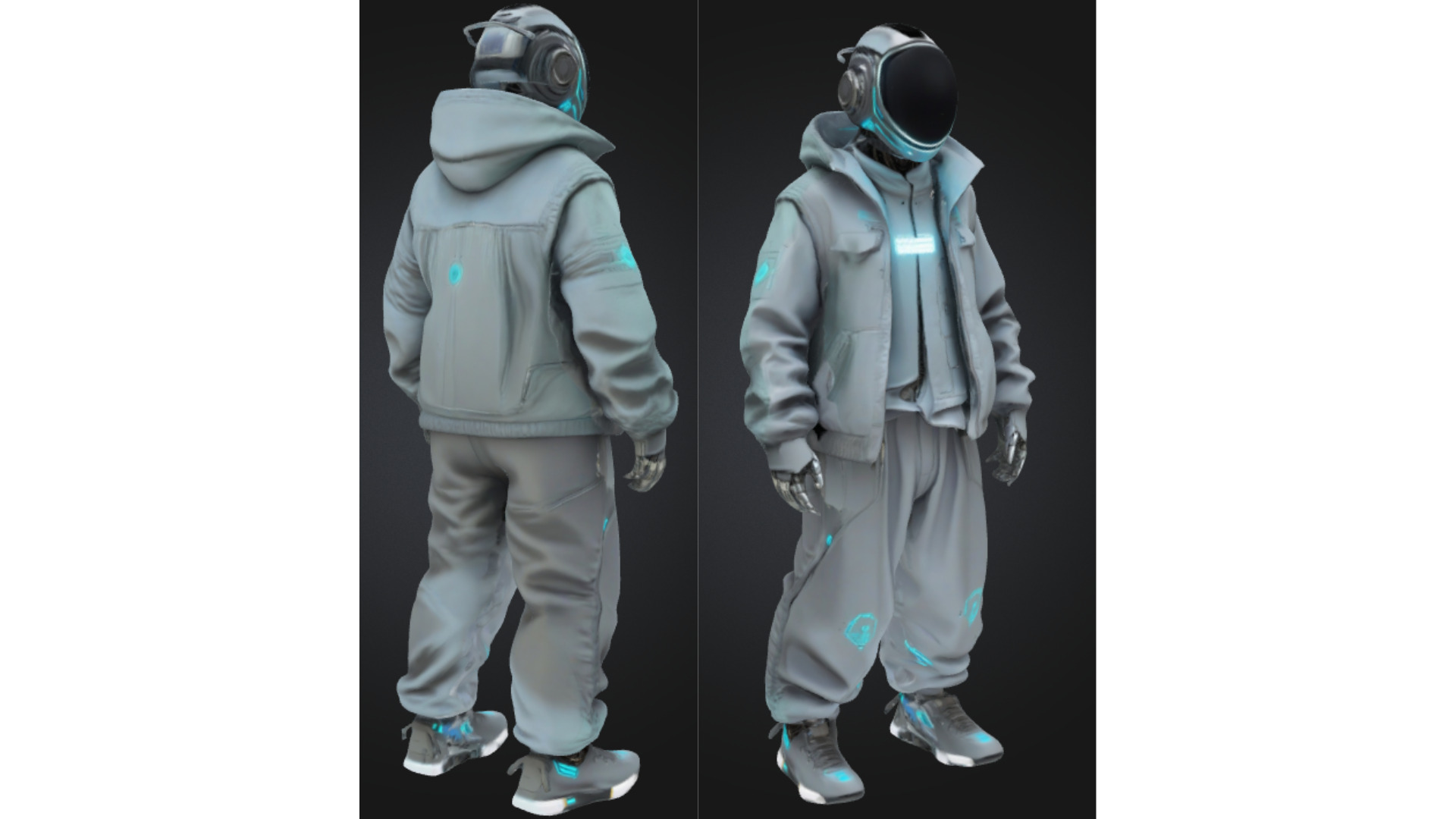 Futuristic Streetwear Android Urban Techwear Low-poly 3D model_2
