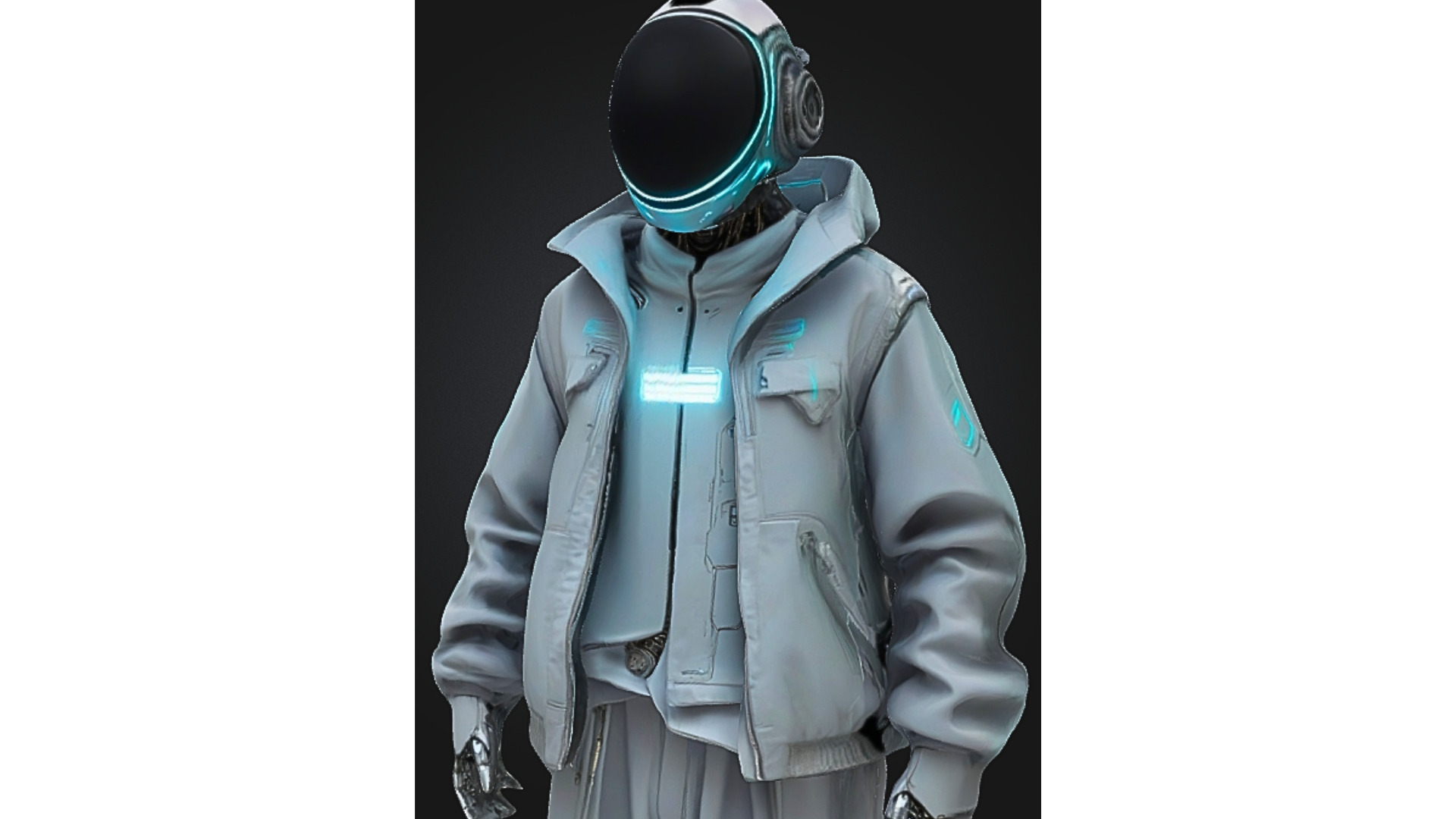 Futuristic Streetwear Android Urban Techwear Low-poly 3D model_4