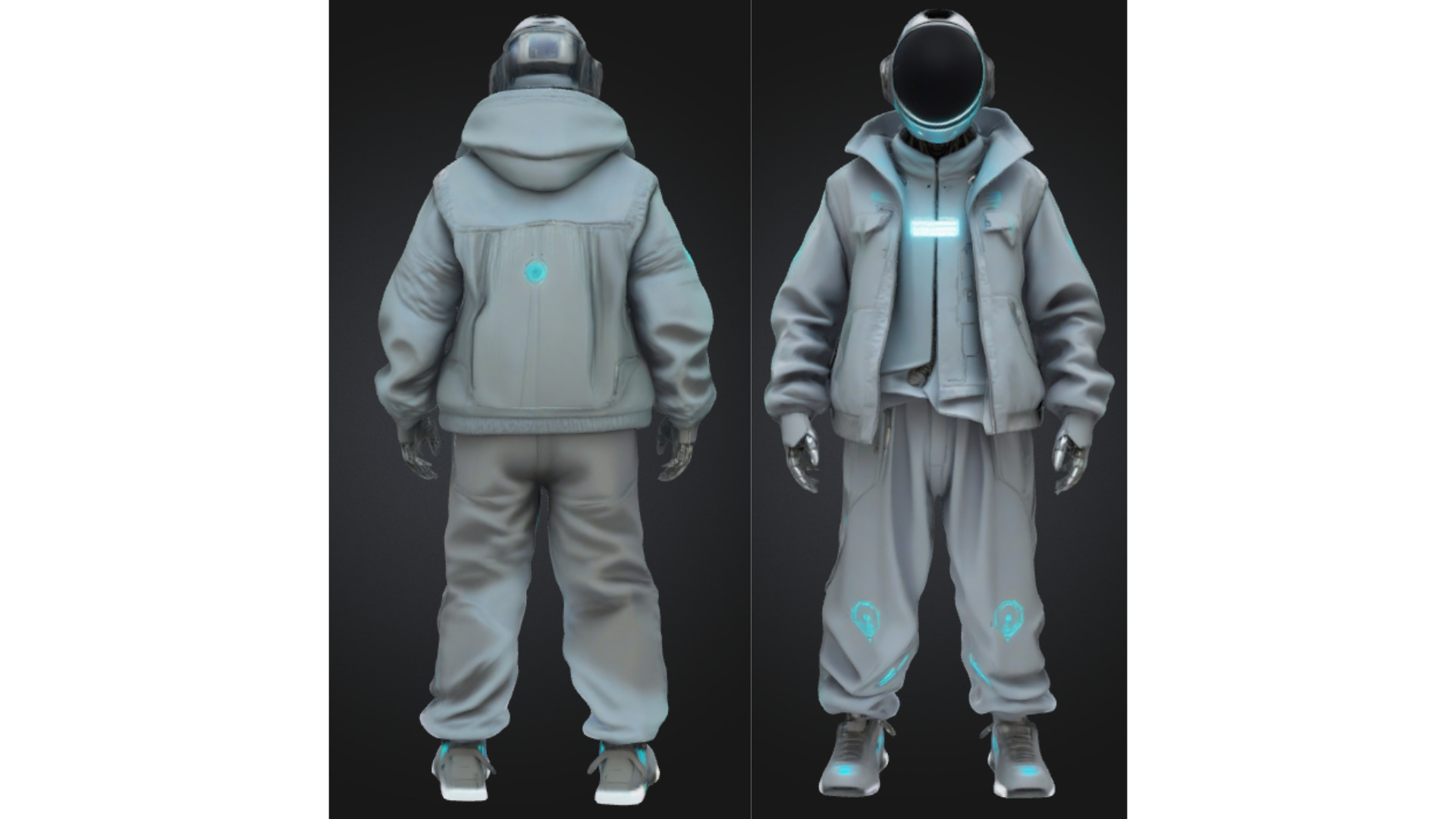Futuristic Streetwear Android Urban Techwear Low-poly 3D model_1