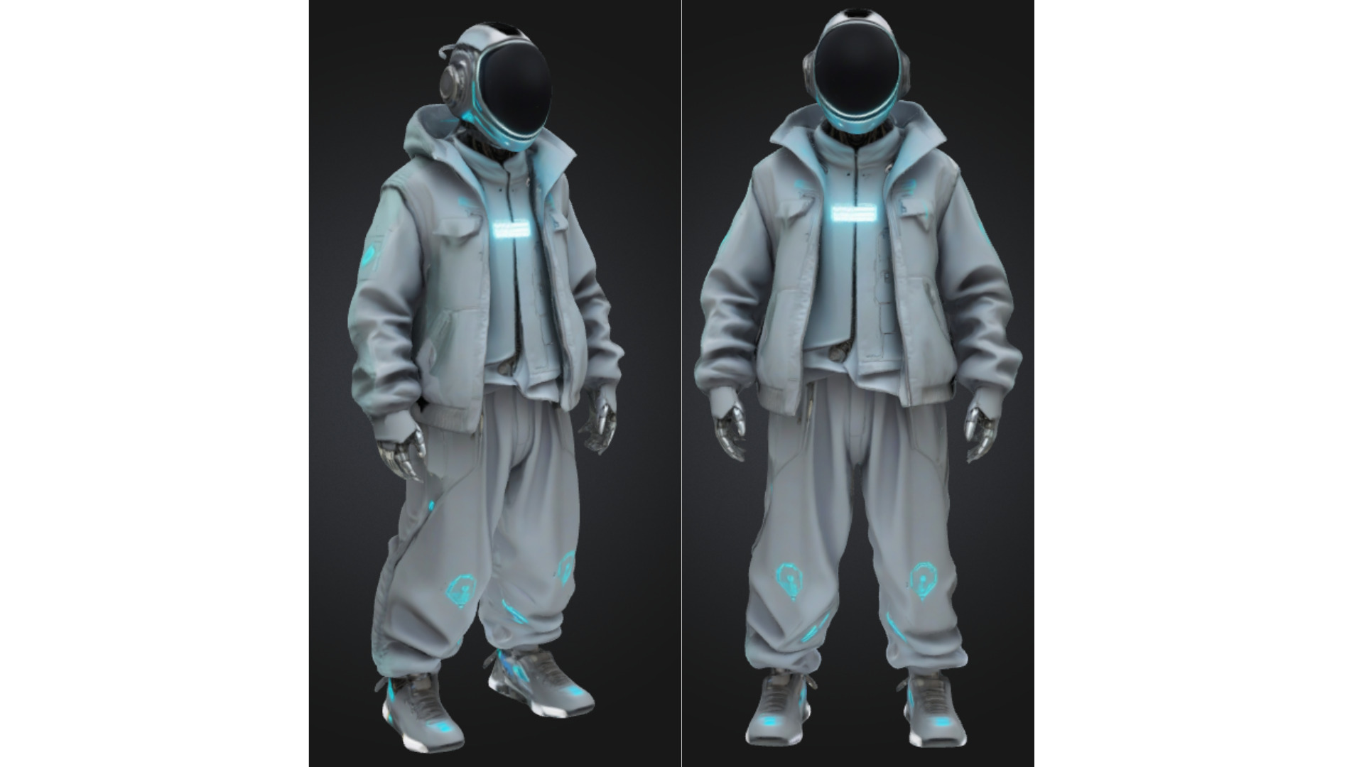 Futuristic Streetwear Android Urban Techwear Low-poly 3D model_3