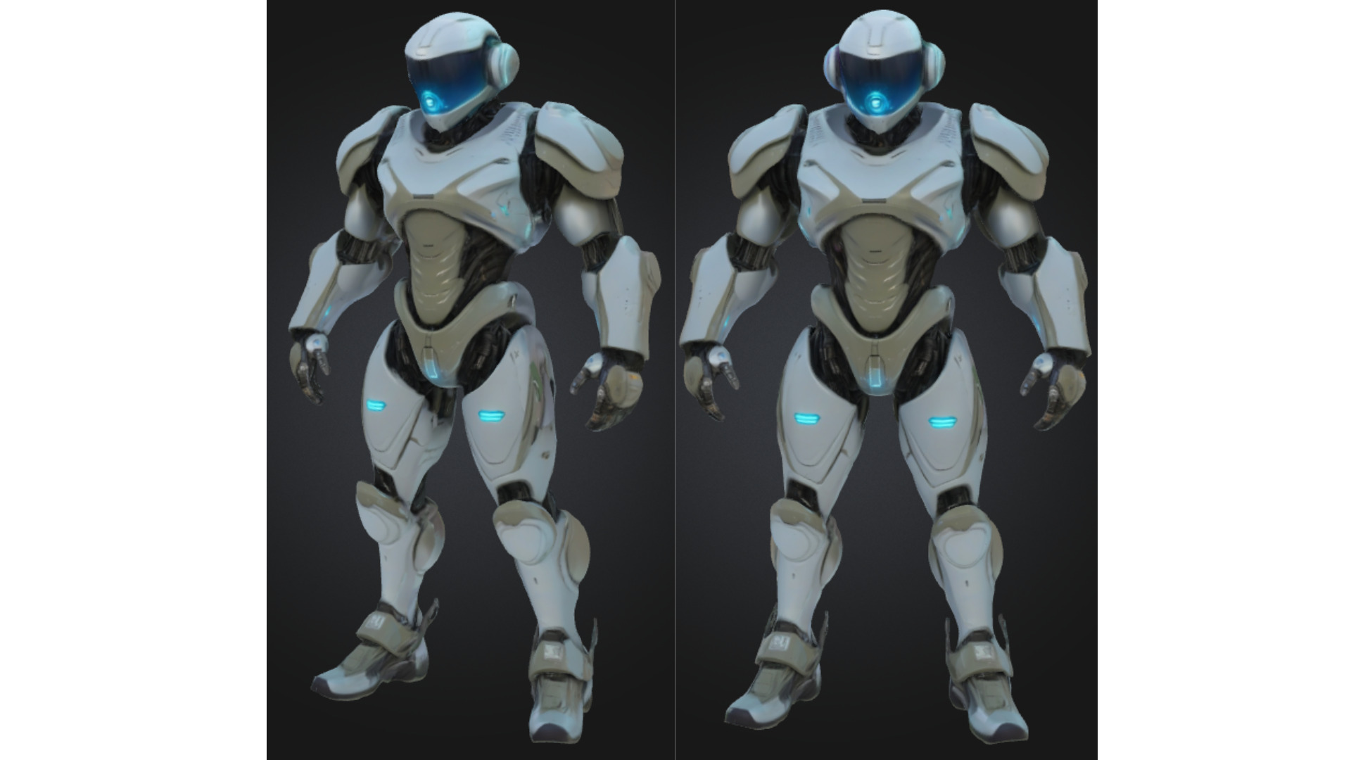 Futuristic White Android Robot Low-poly 3D model_3