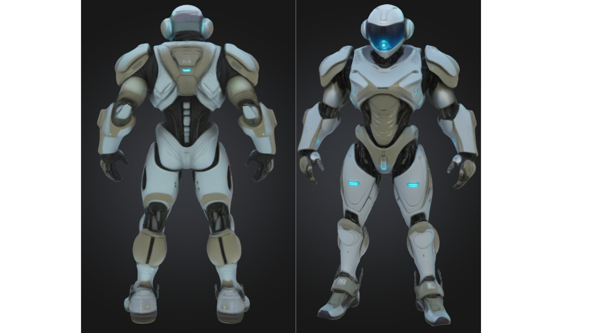 Futuristic White Android Robot Low-poly 3D model_1