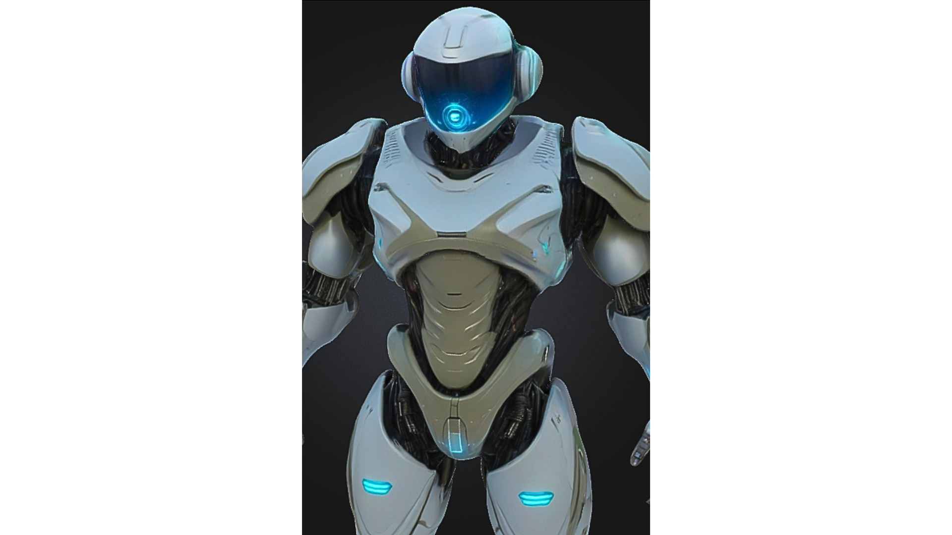 Futuristic White Android Robot Low-poly 3D model_4