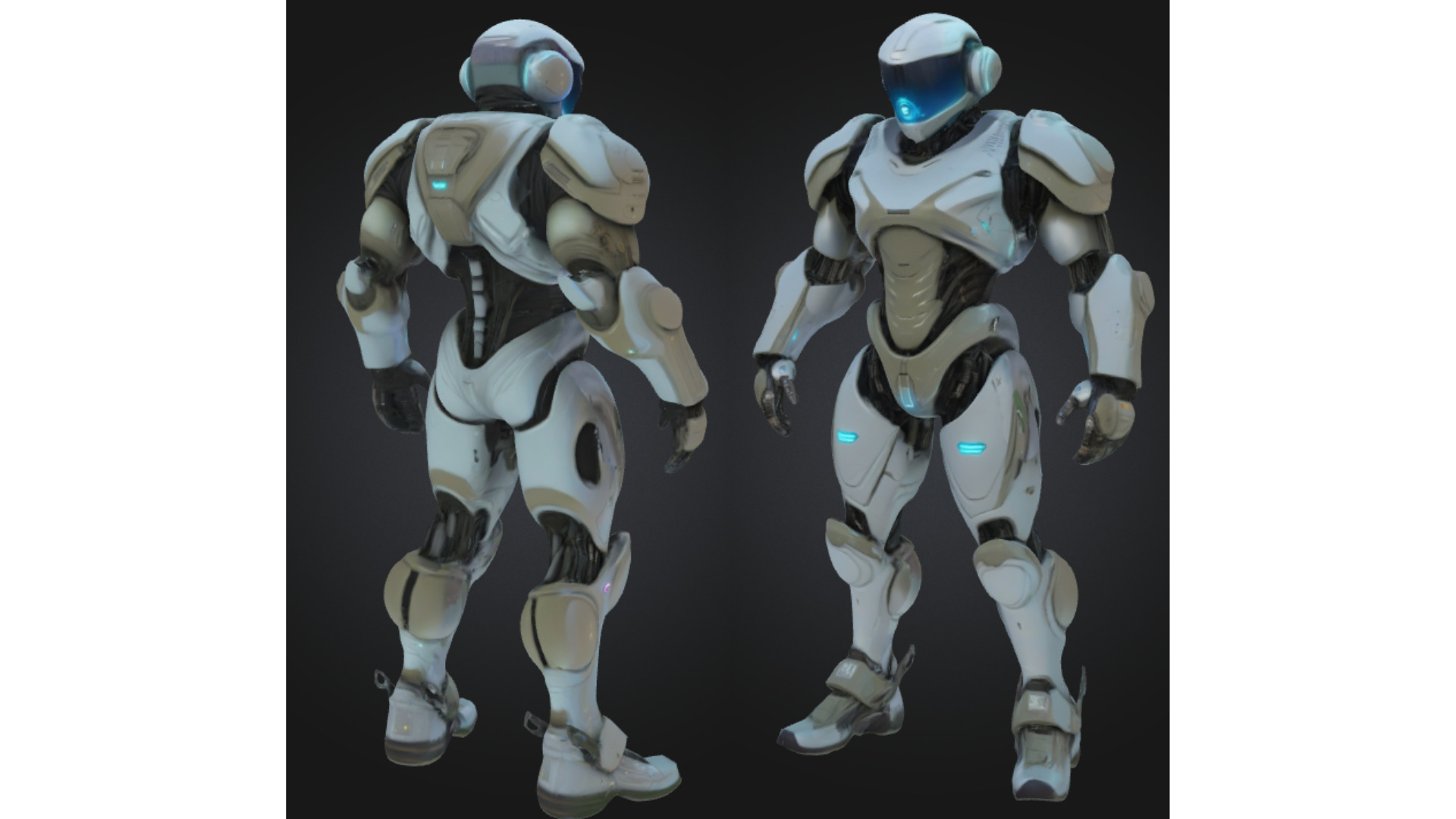 Futuristic White Android Robot Low-poly 3D model_2