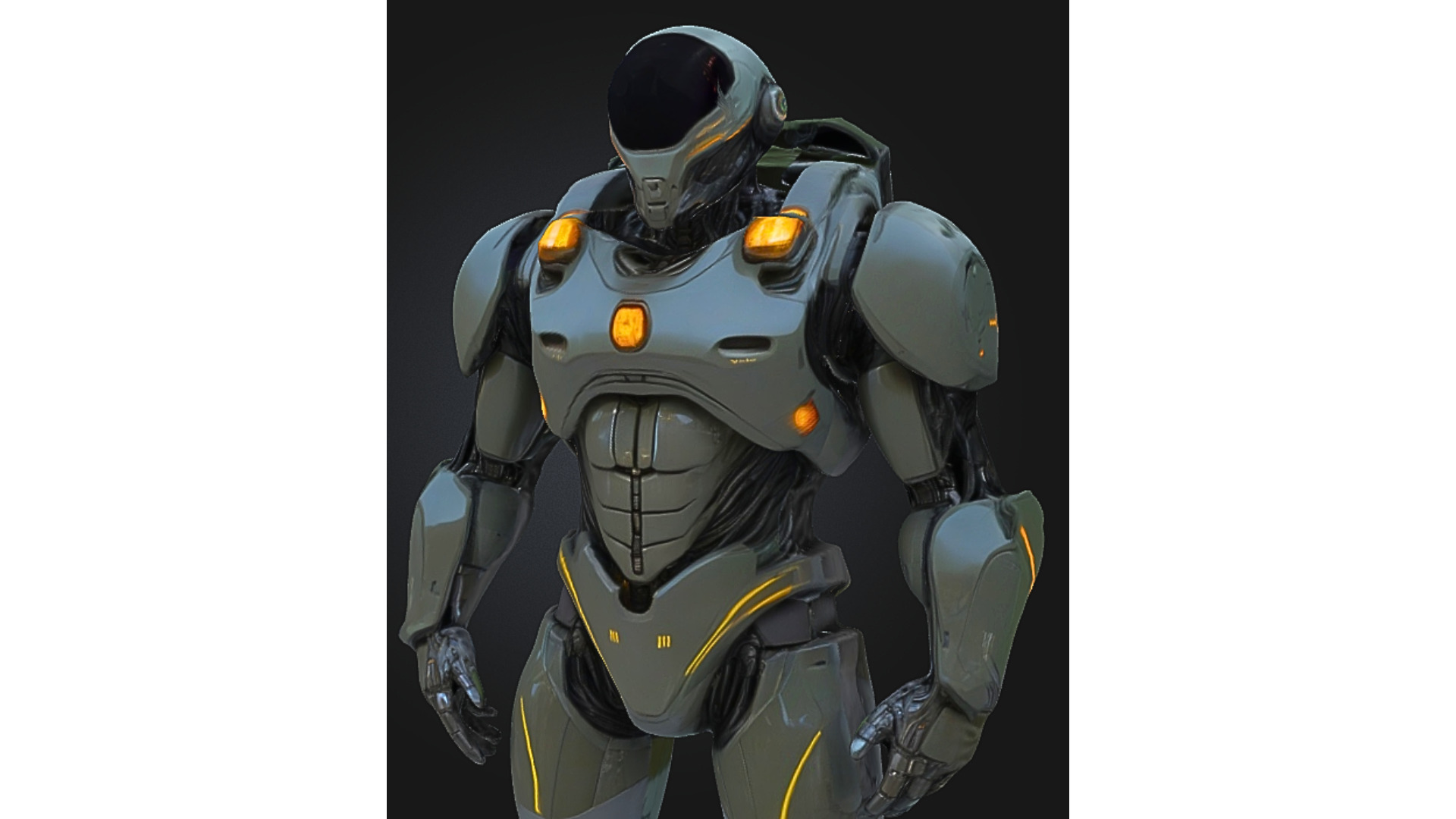 Military Combat Android Armored Sci-fi soldier Low-poly 3D model_4