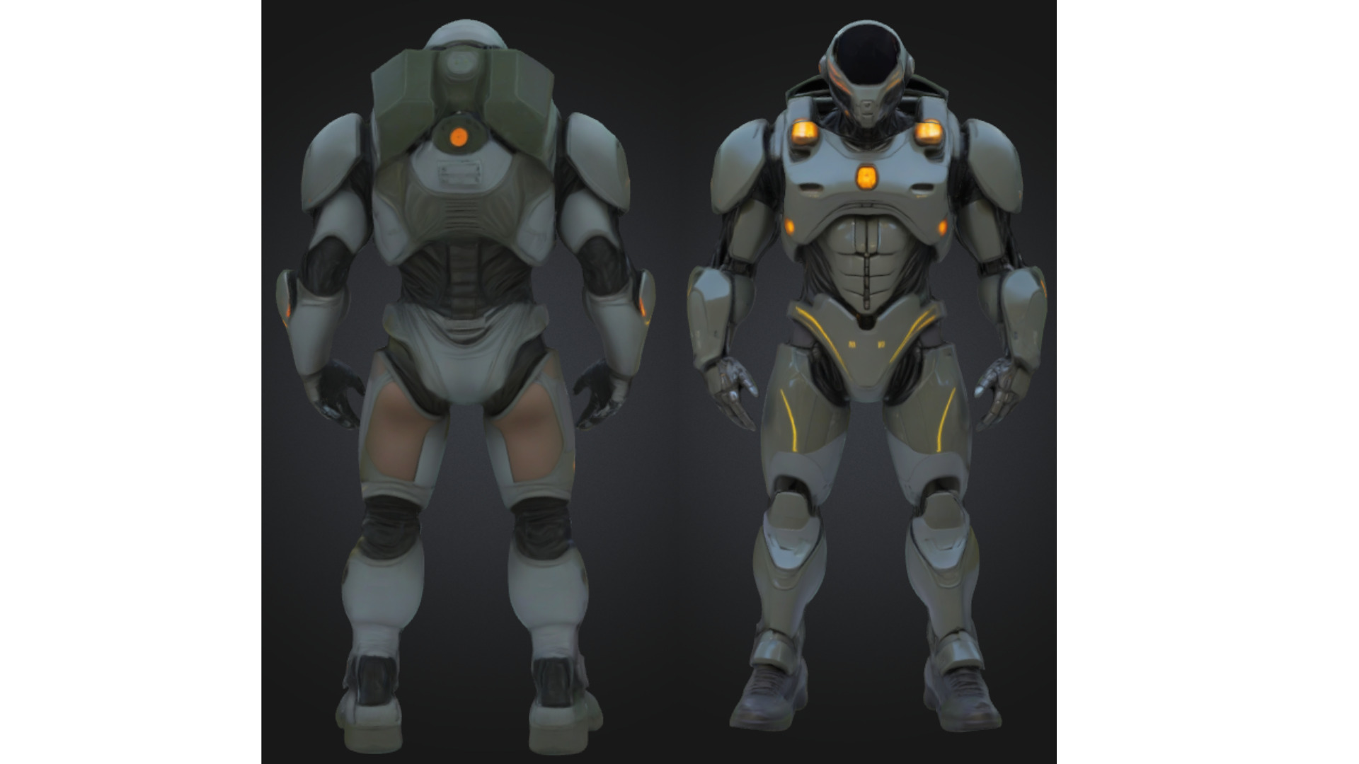 Military Combat Android Armored Sci-fi soldier Low-poly 3D model_1