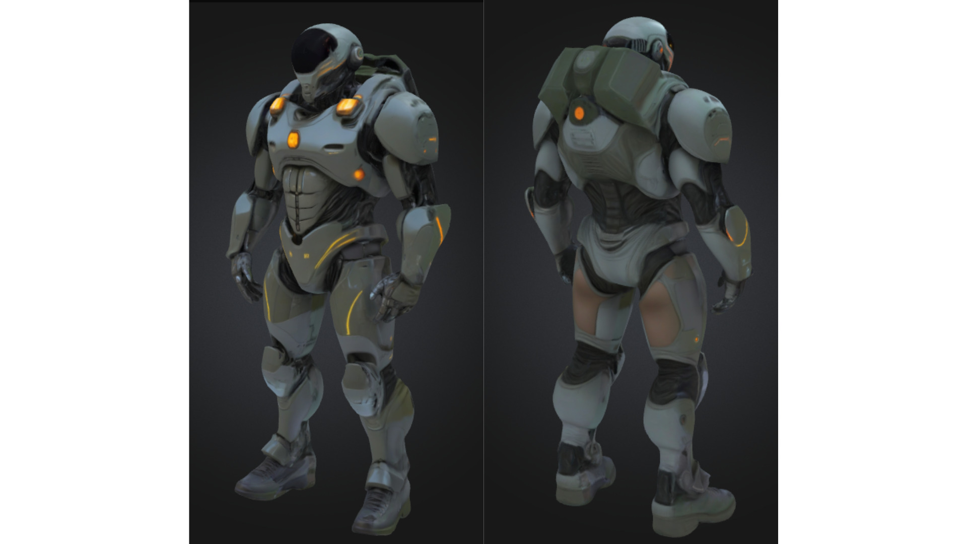 Military Combat Android Armored Sci-fi soldier Low-poly 3D model_2
