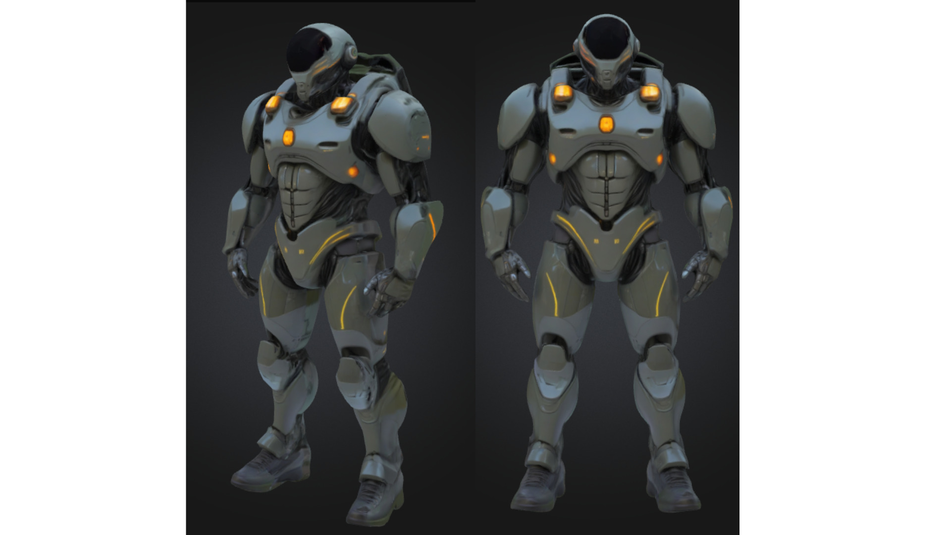 Military Combat Android Armored Sci-fi soldier Low-poly 3D model_3