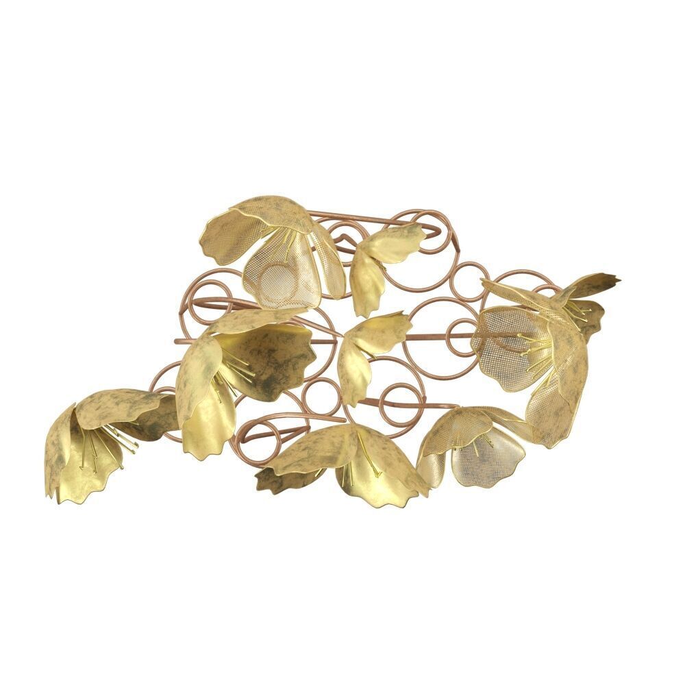 Gold Metal Flower Sculpture 3D model_2