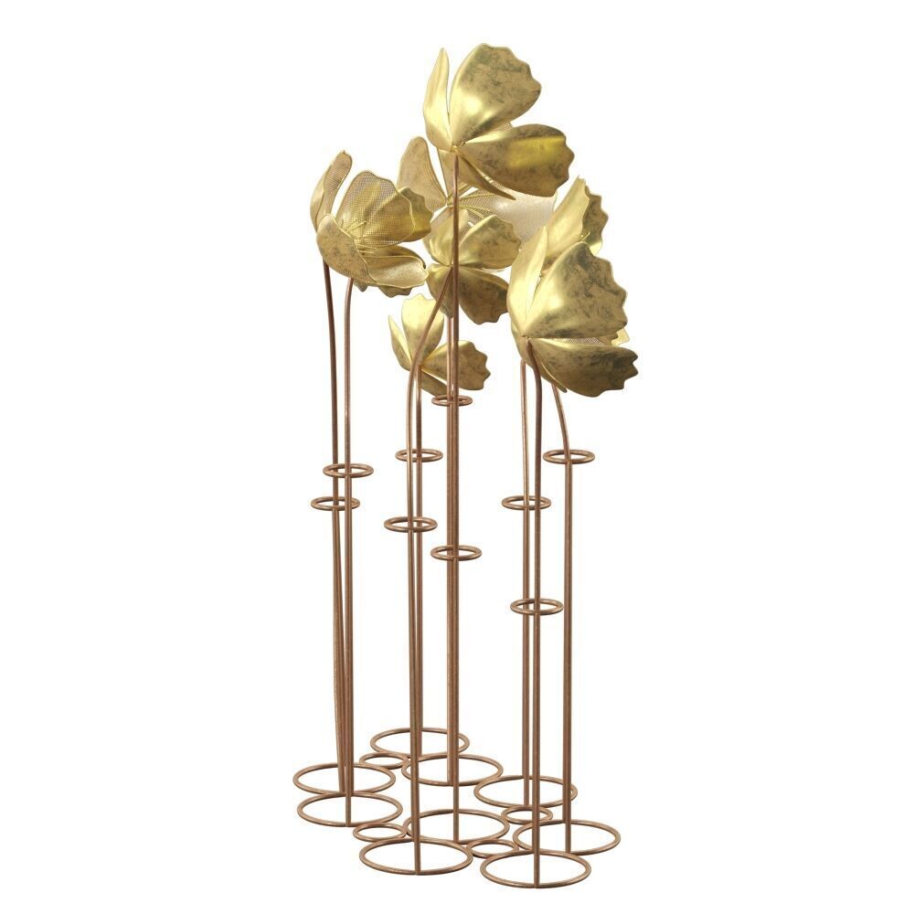 Gold Metal Flower Sculpture 3D model_1