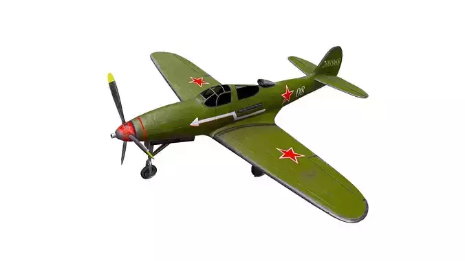 Bell P-39C Airacobra Soviet Fighter Plane  Low-poly 3D model