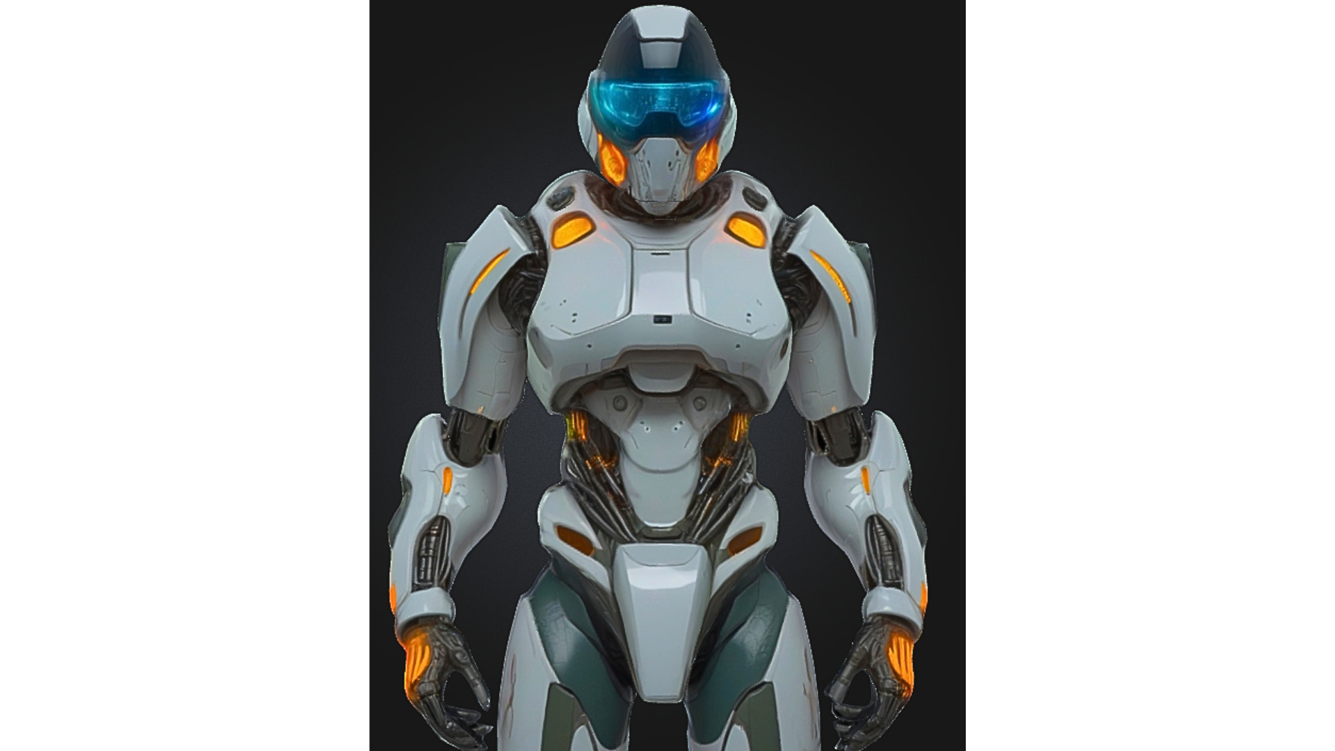 Futuristic White Orange Mech Low-poly 3D model_4