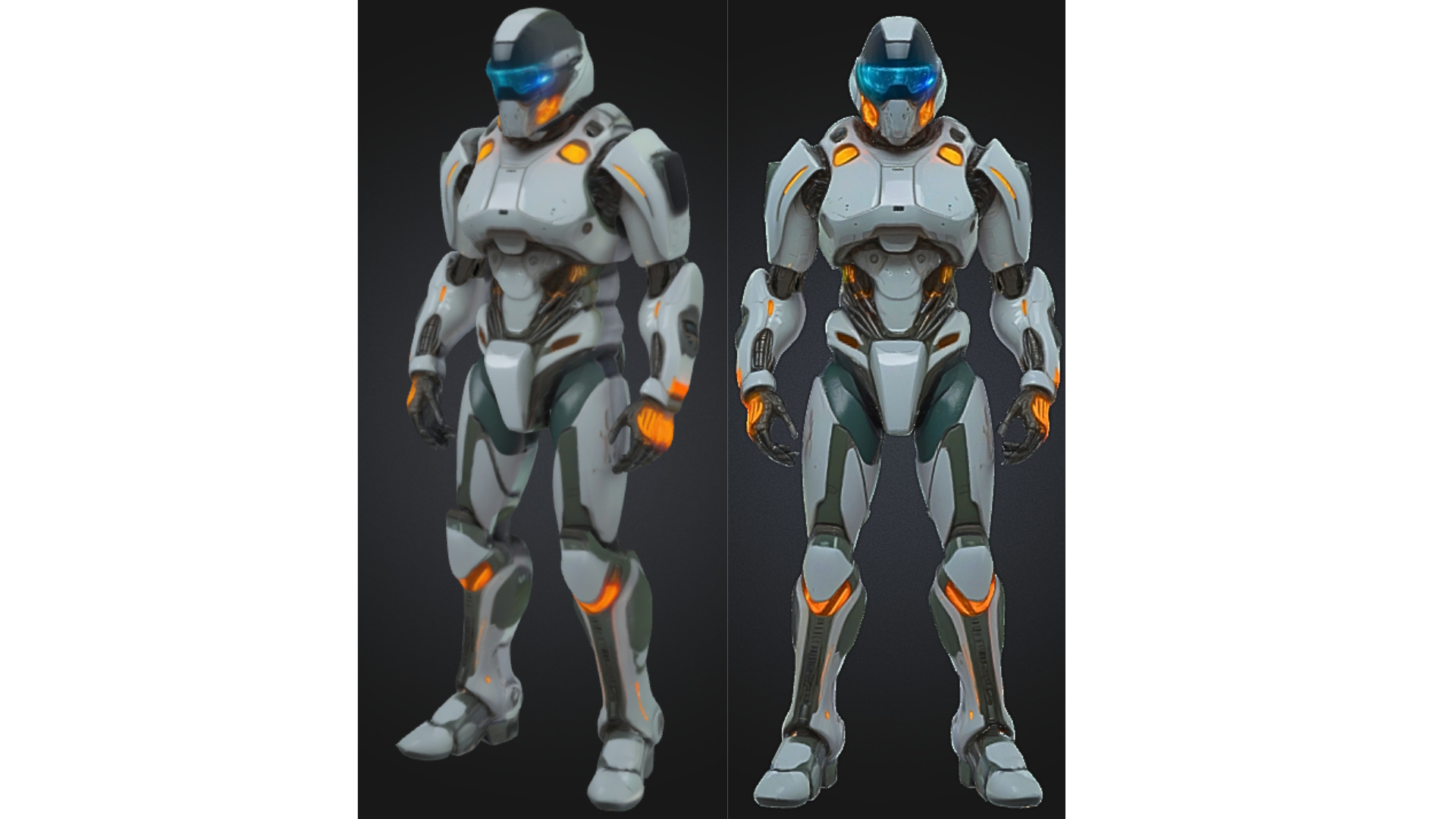 Futuristic White Orange Mech Low-poly 3D model_3