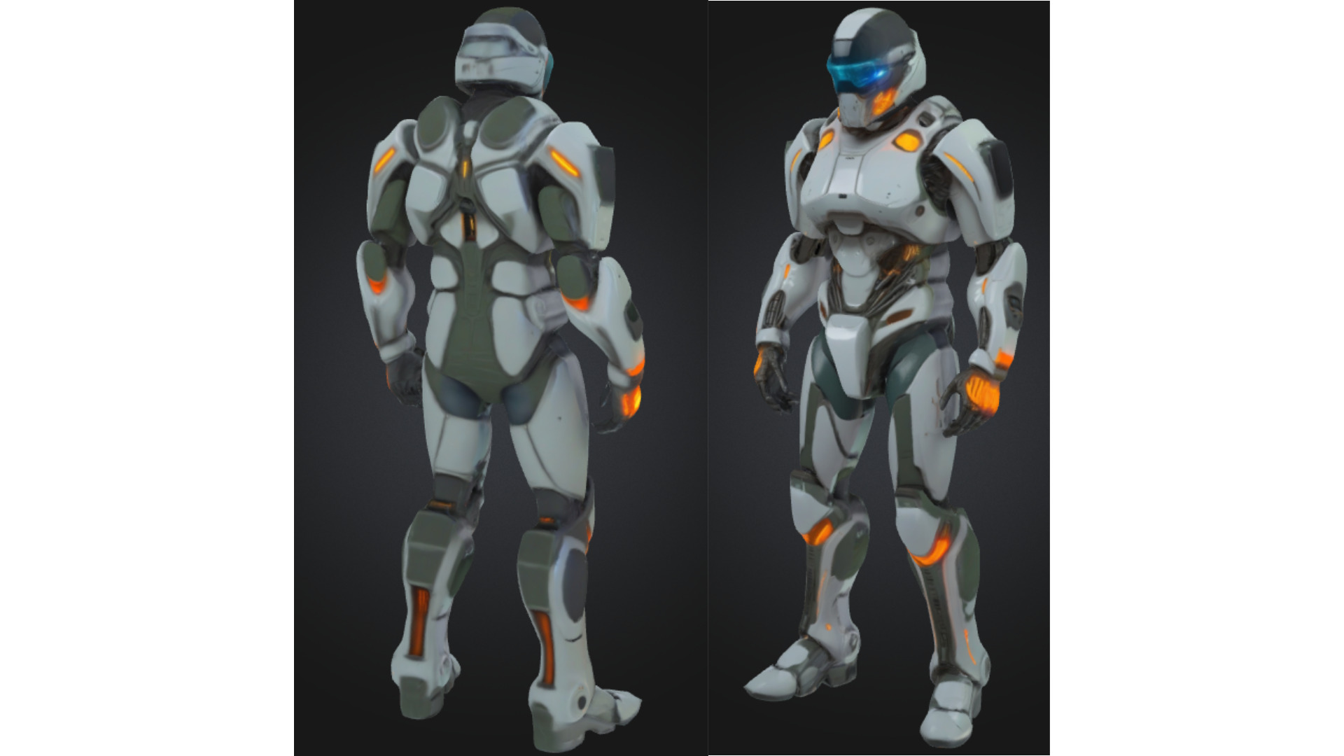 Futuristic White Orange Mech Low-poly 3D model_2