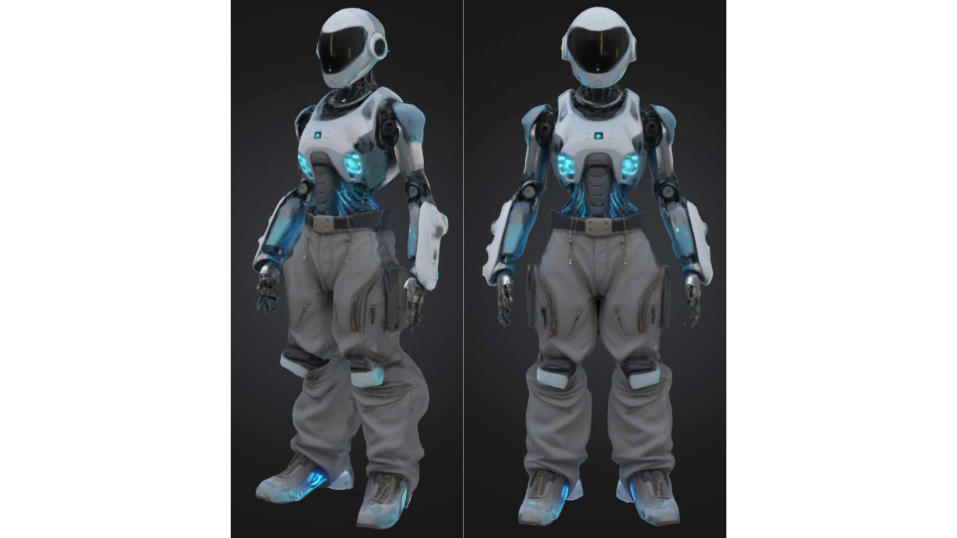 Futuristic Female Android Character Low-poly 3D model_3