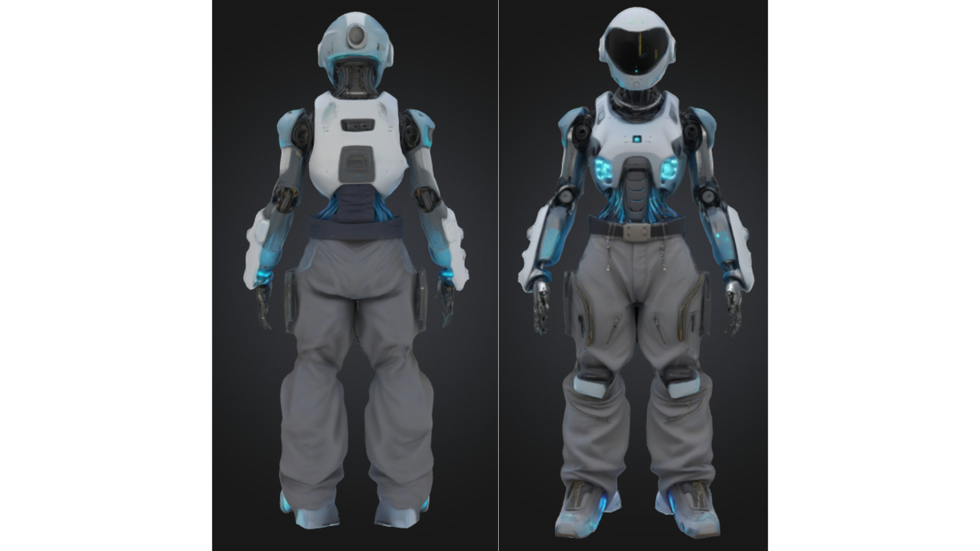 Futuristic Female Android Character Low-poly 3D model_1