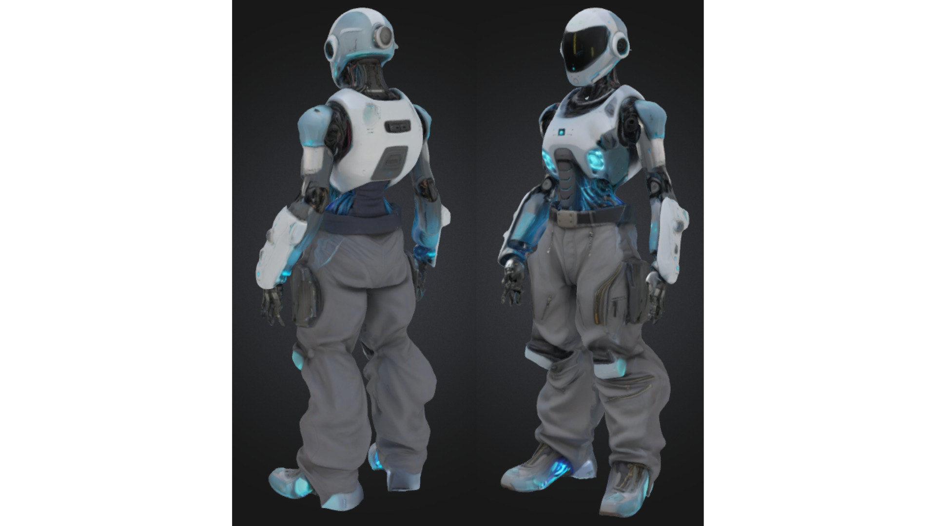 Futuristic Female Android Character Low-poly 3D model_2