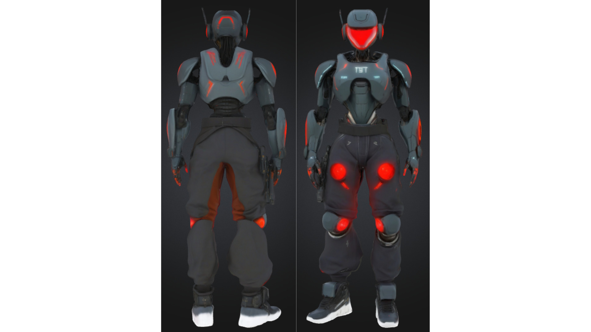 Red-Eyed Combat Android Low-poly 3D model_2