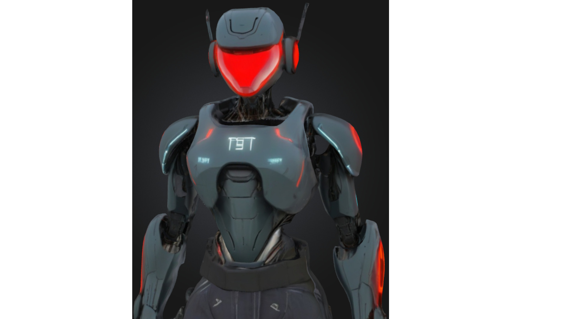 Red-Eyed Combat Android Low-poly 3D model_4