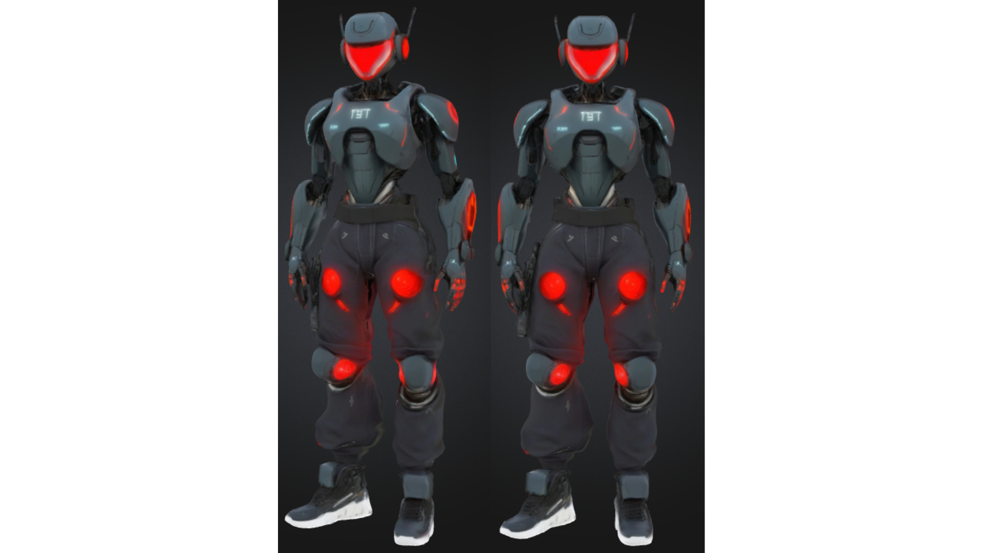 Red-Eyed Combat Android Low-poly 3D model_3