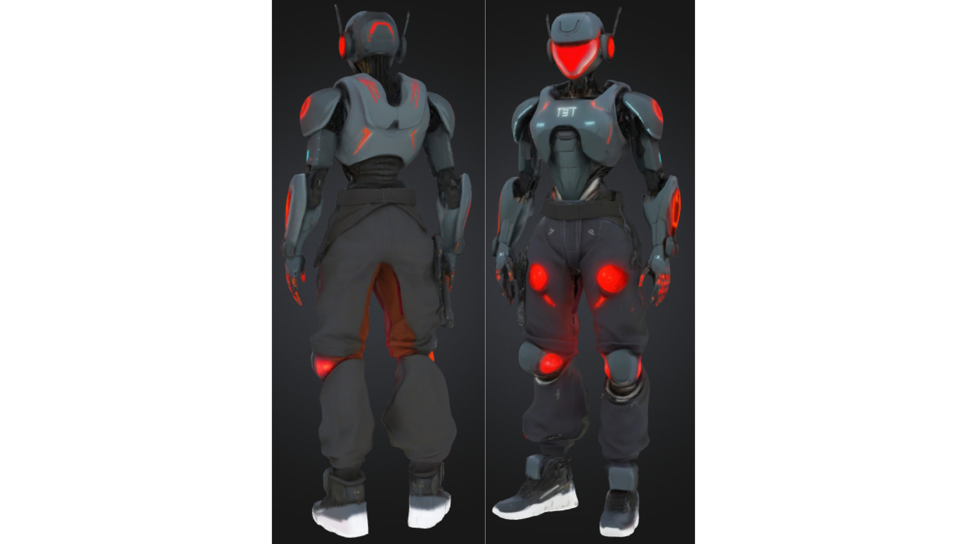 Red-Eyed Combat Android Low-poly 3D model_1