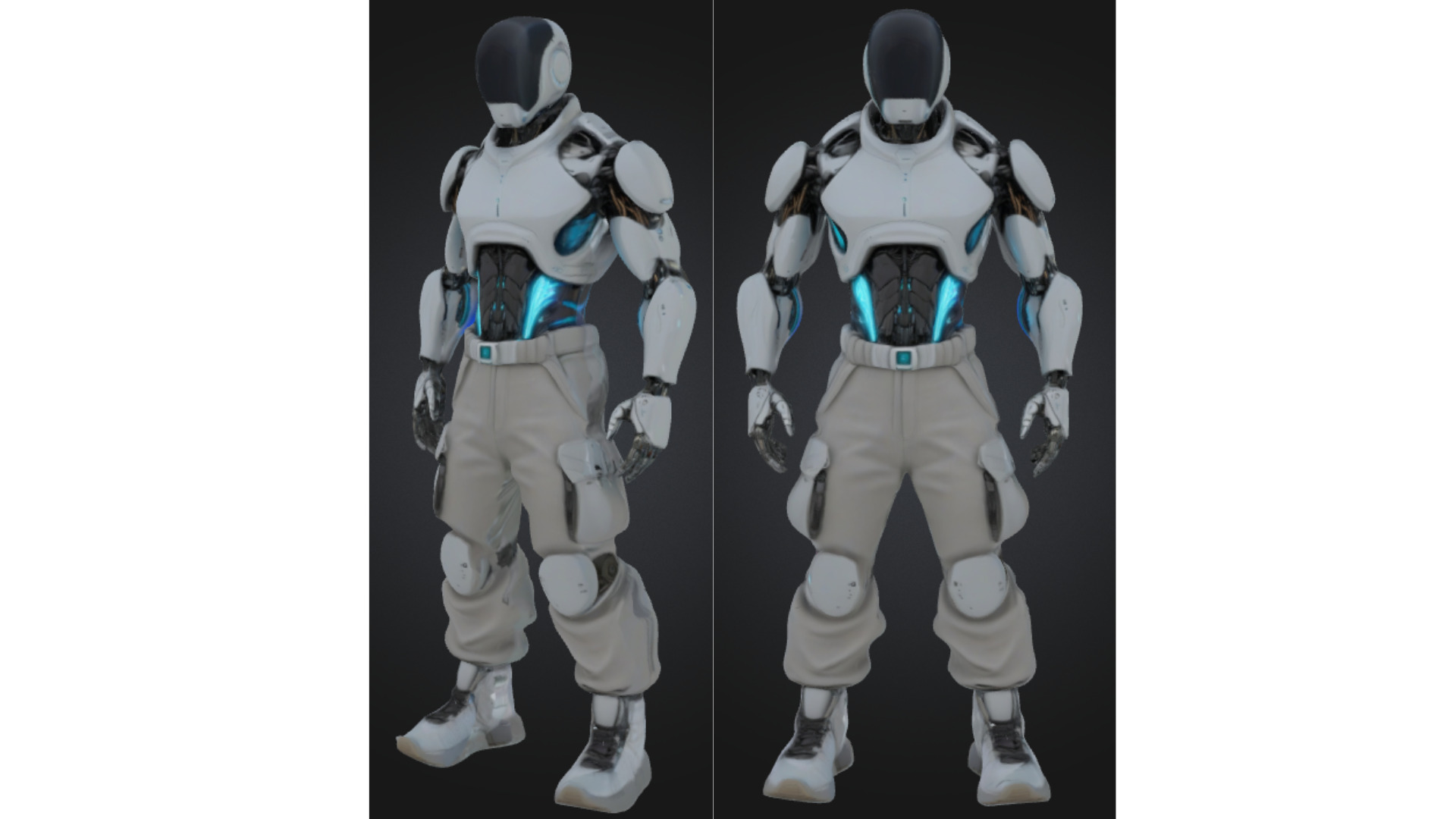 White Sci-Fi Male Android Character Low-poly 3D model_3