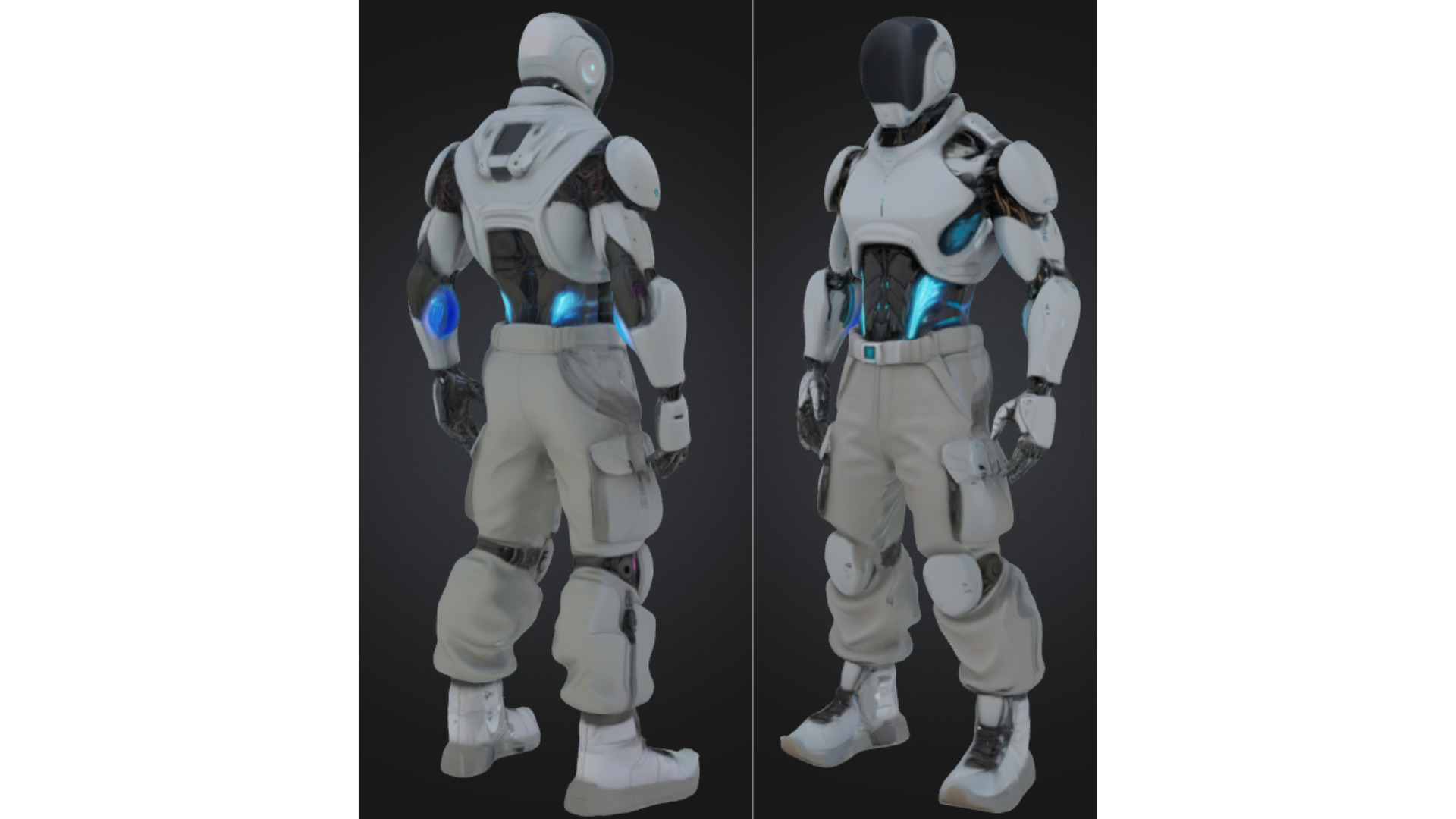 White Sci-Fi Male Android Character Low-poly 3D model_2