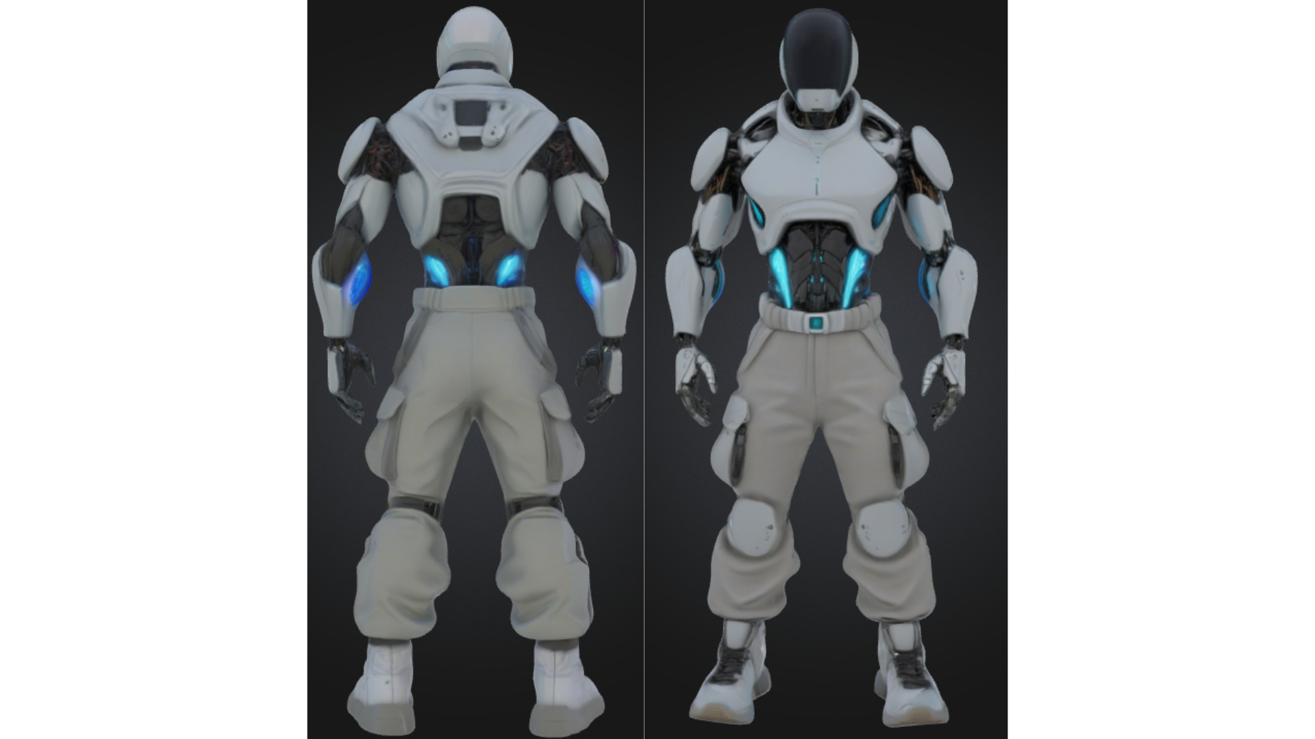 White Sci-Fi Male Android Character Low-poly 3D model_1