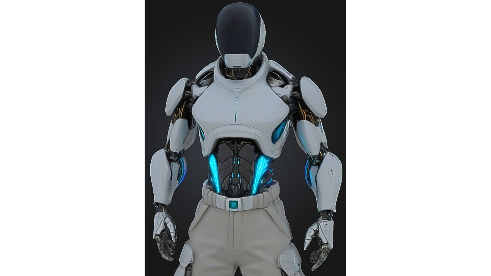 White Sci-Fi Male Android Character Low-poly 3D model_4