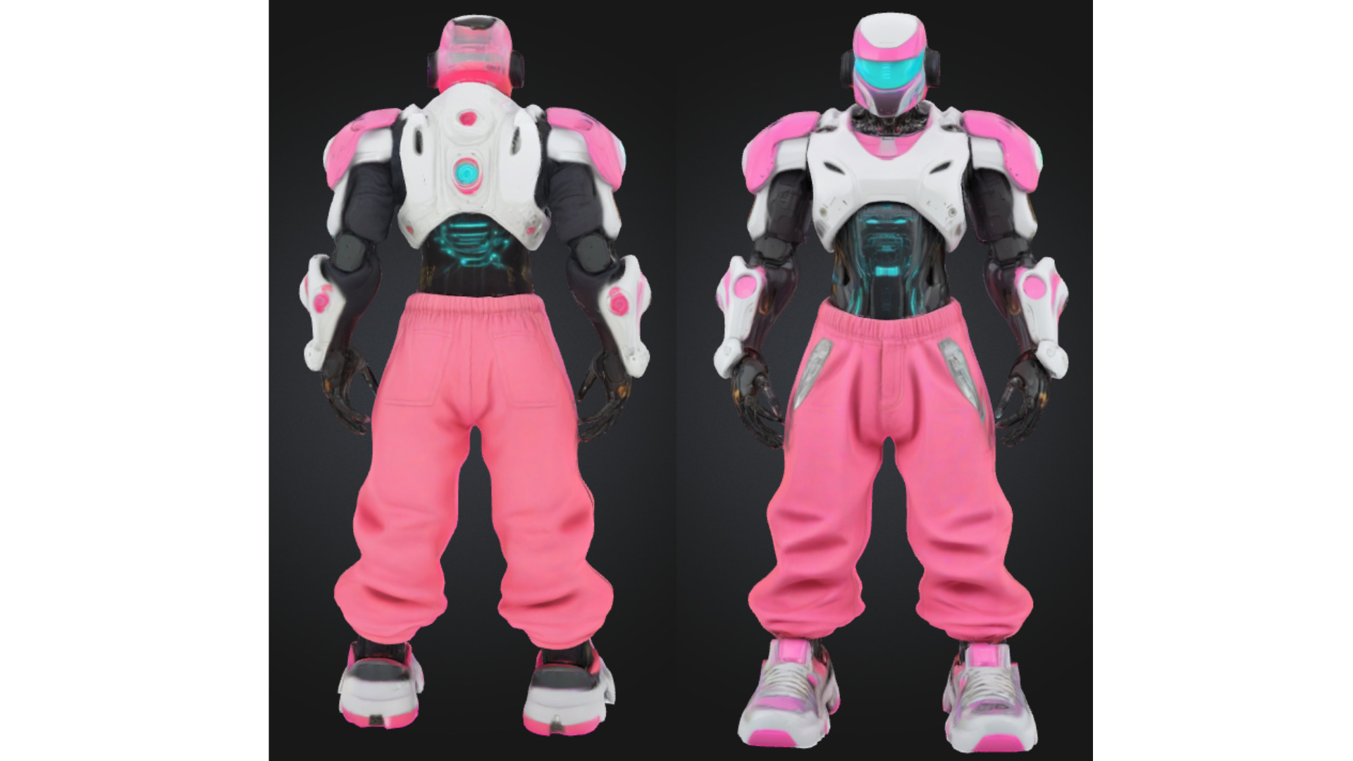 Stylized Pink Futuristic Robot Character Low-poly 3D model_1