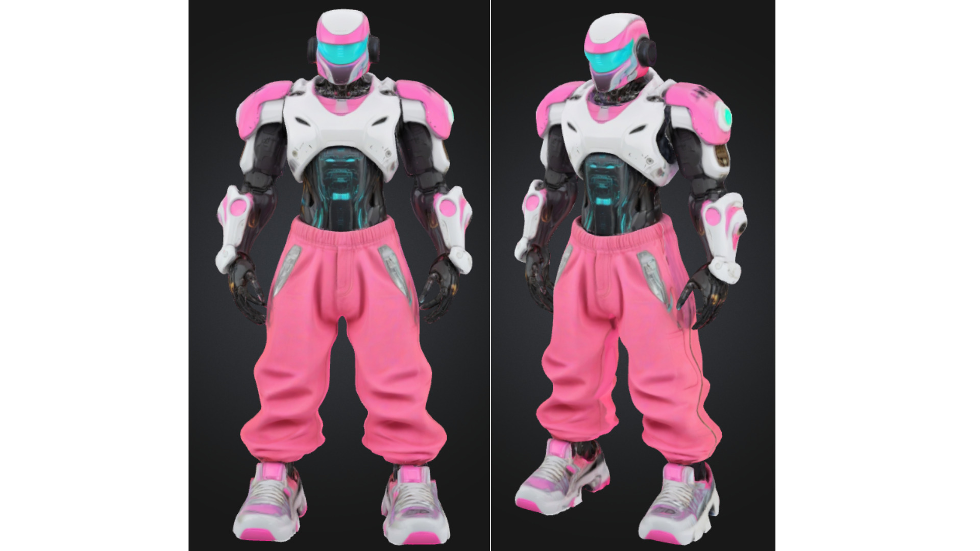 Stylized Pink Futuristic Robot Character Low-poly 3D model_3