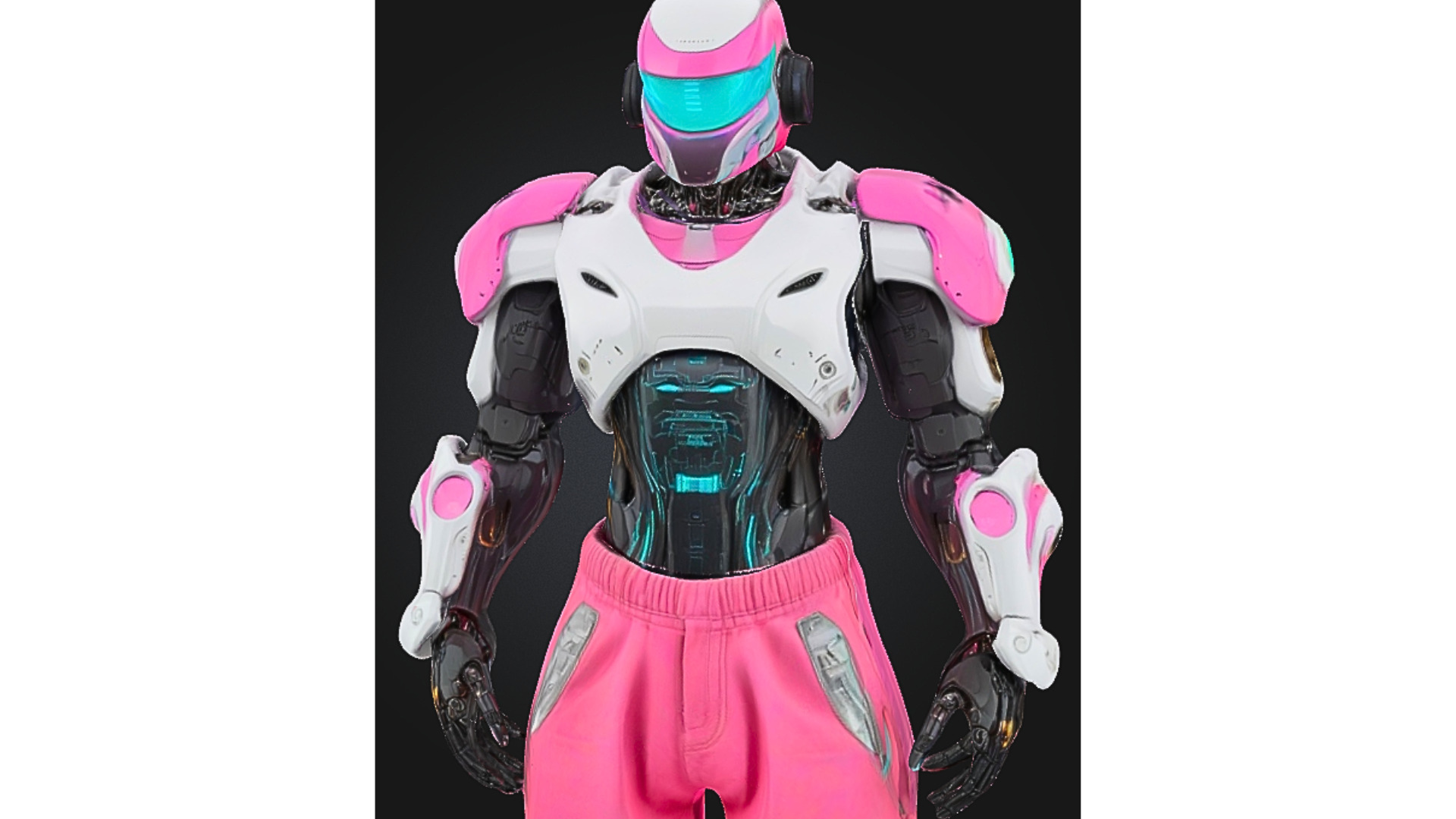 Stylized Pink Futuristic Robot Character Low-poly 3D model_4