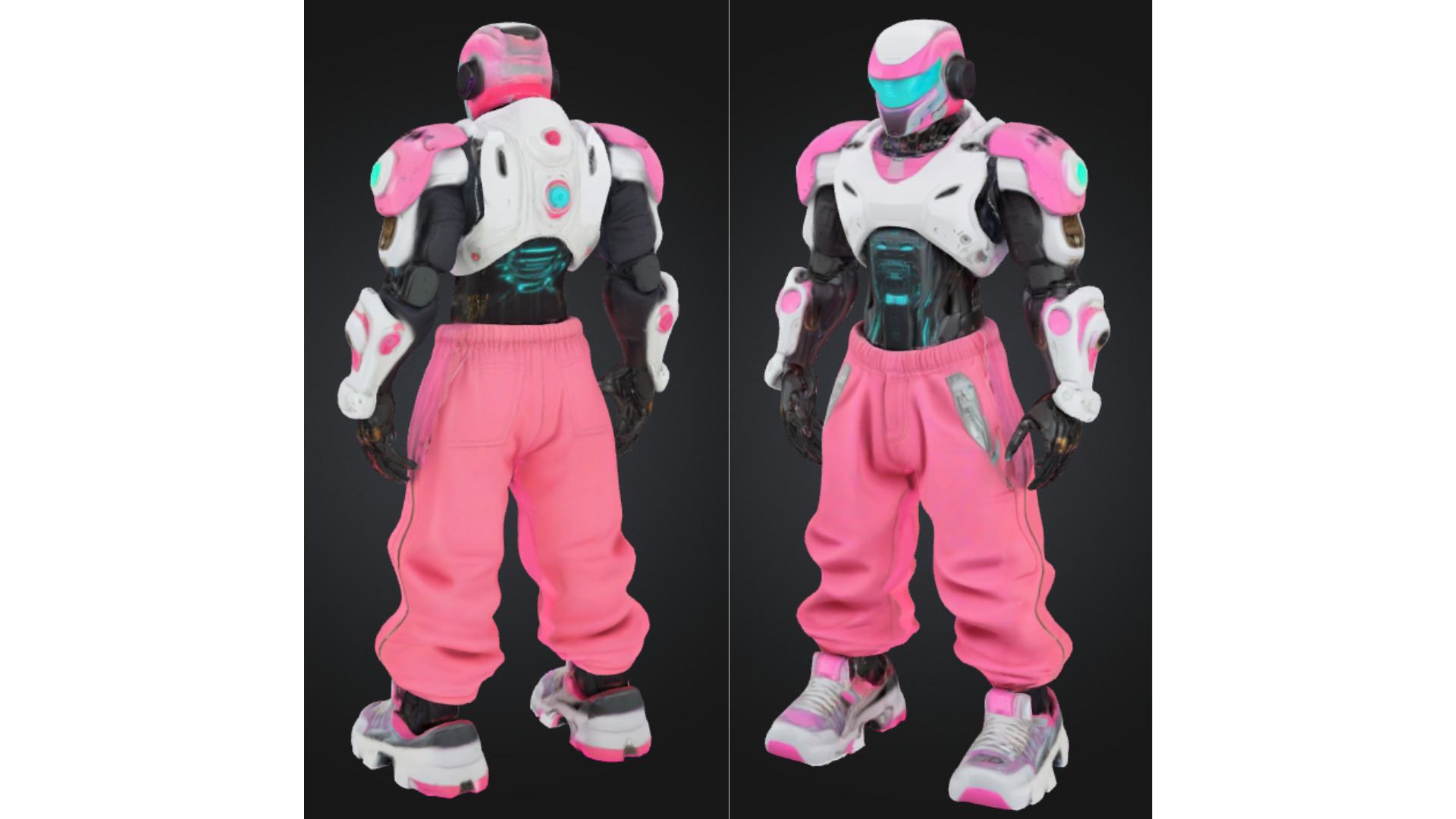 Stylized Pink Futuristic Robot Character Low-poly 3D model_2
