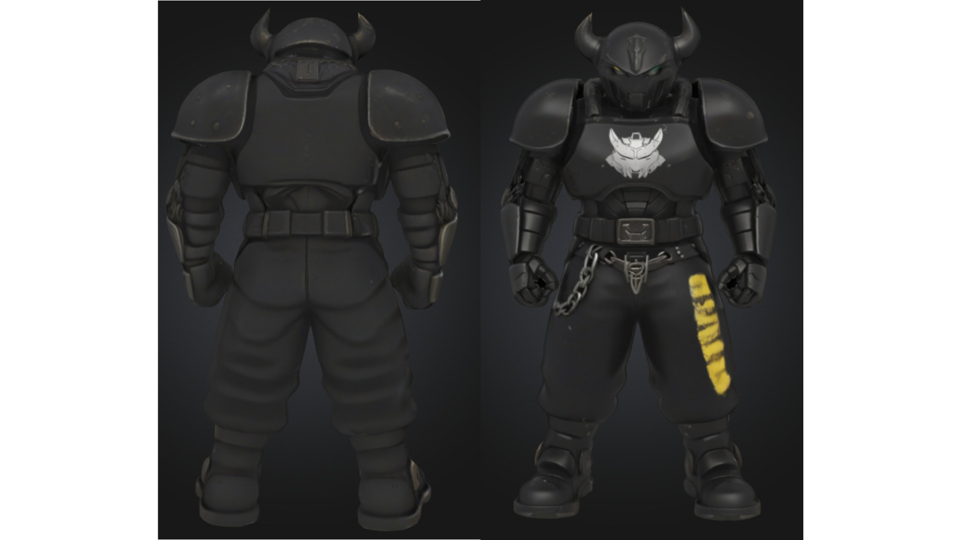 Black Armored Demon Knight Low-poly 3D model_1