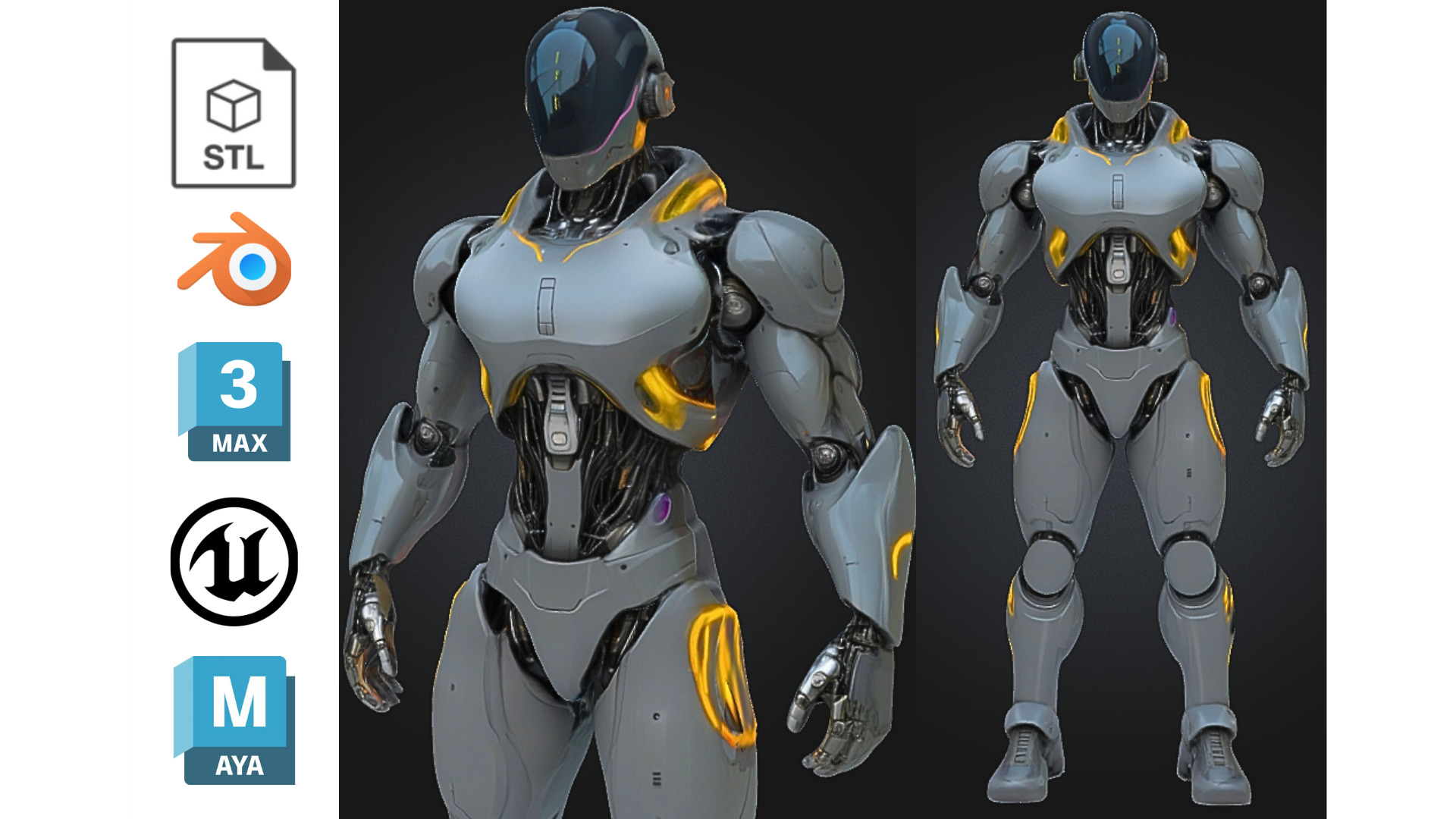 Sleek Android Male Robot Low-poly 3D model_0