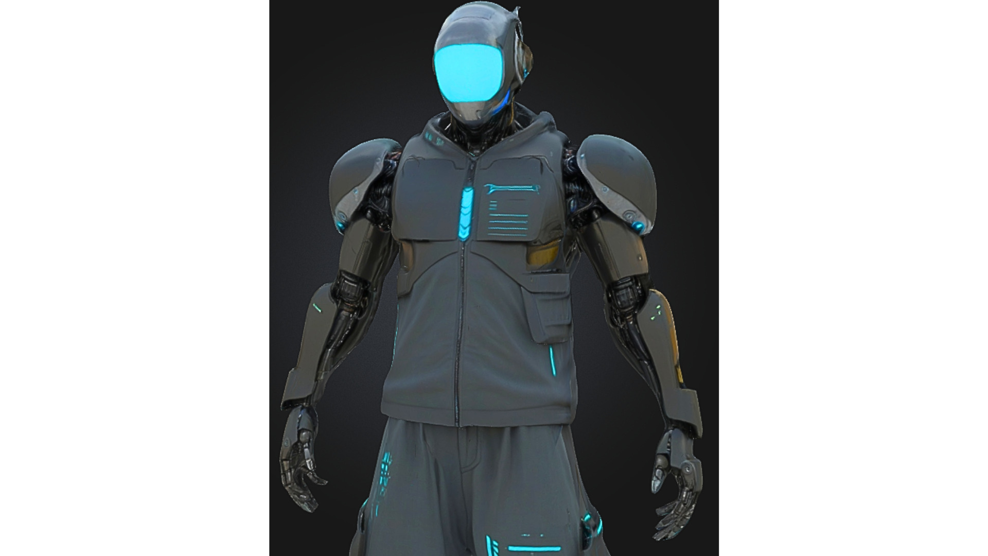 Cyberpunk Robot Future NPC Low-poly 3D model_4