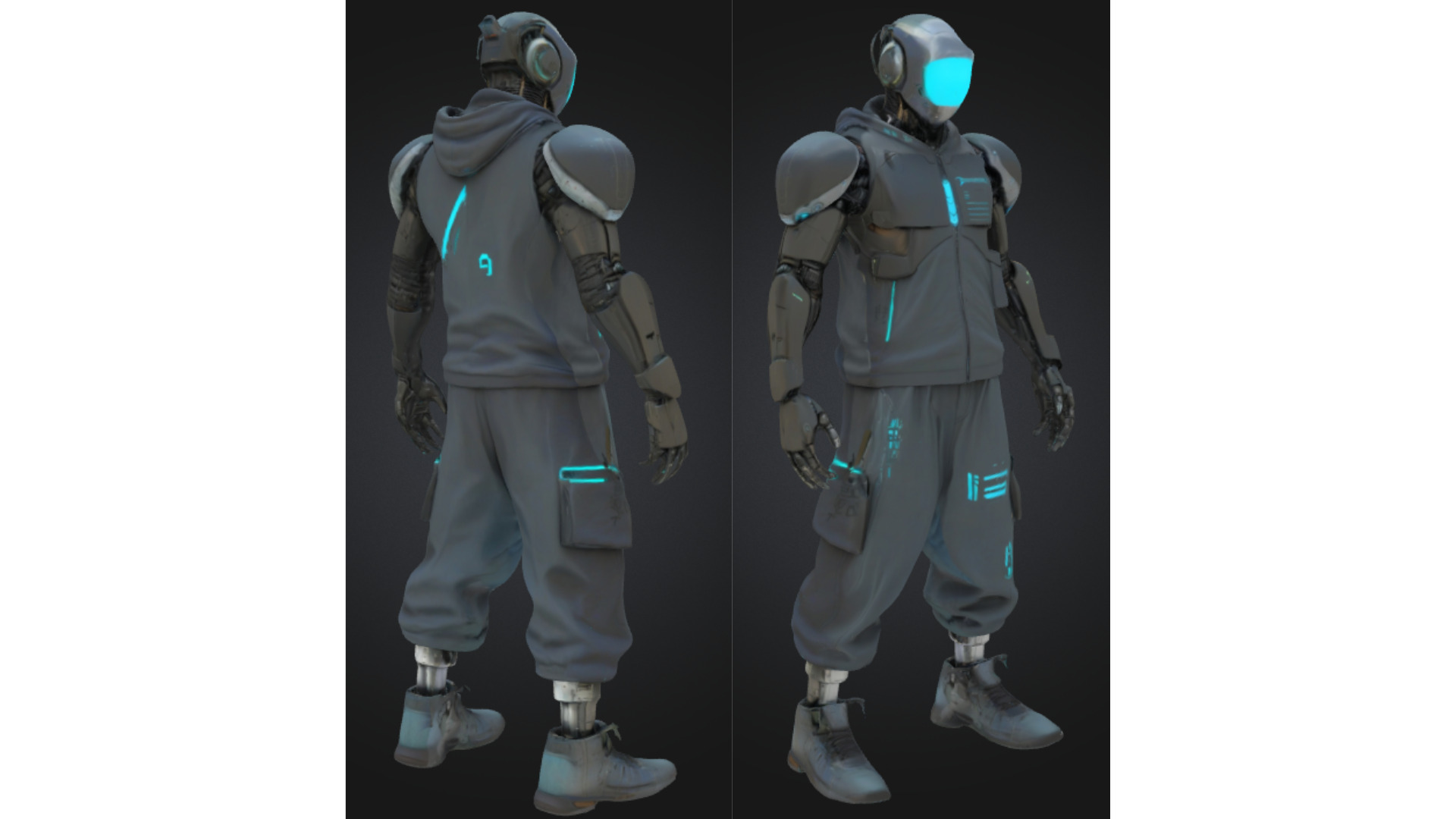 Cyberpunk Robot Future NPC Low-poly 3D model_2