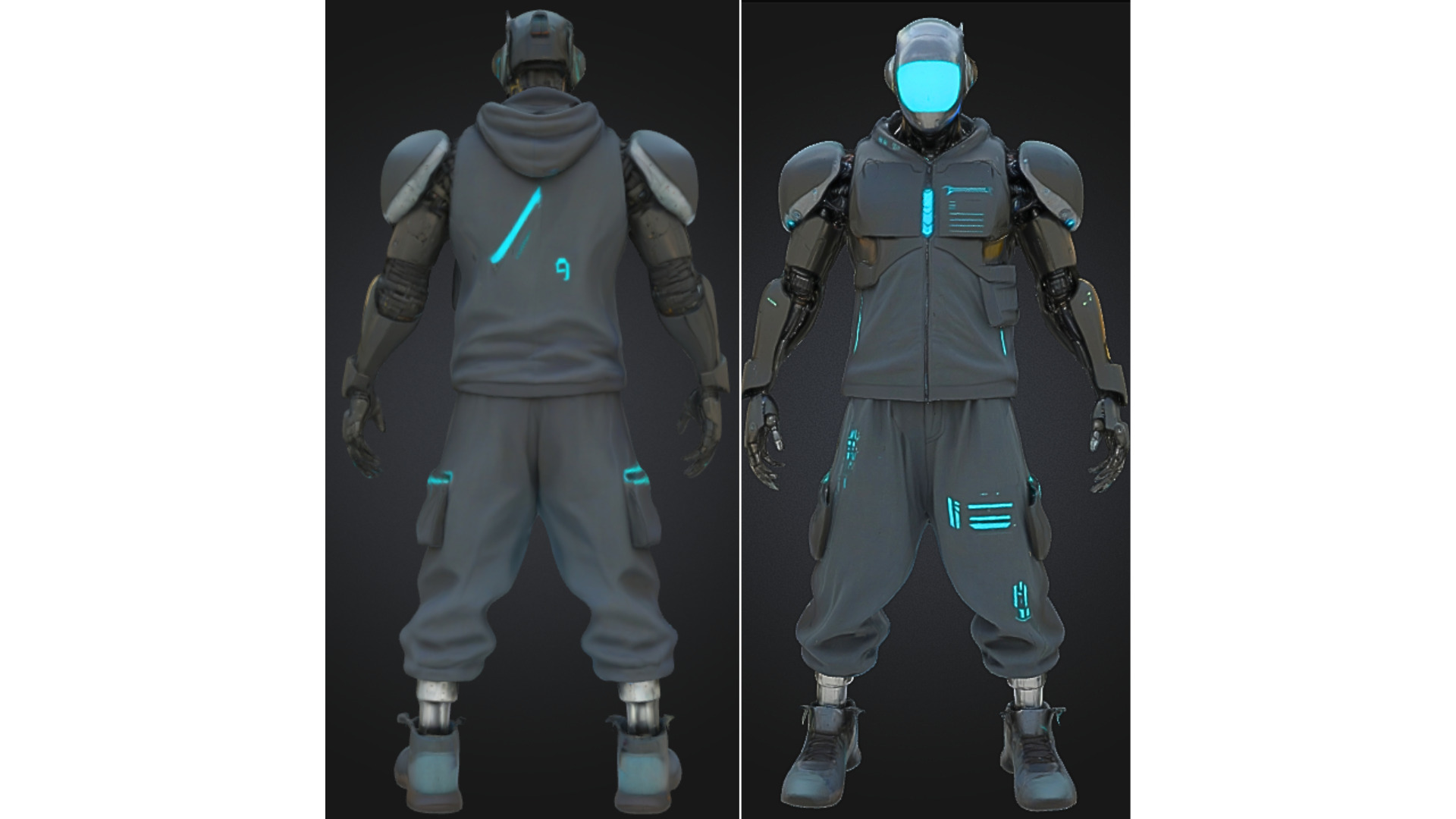 Cyberpunk Robot Future NPC Low-poly 3D model_1