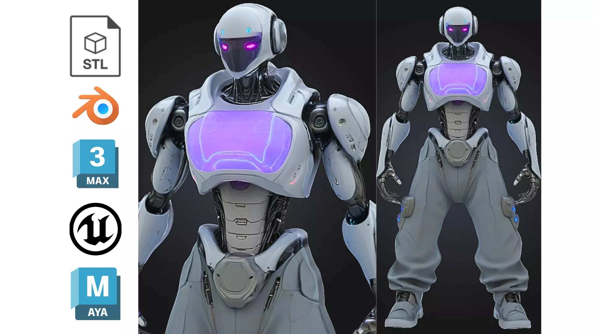 Advanced Humanoid Robot Low-poly 3D model_0