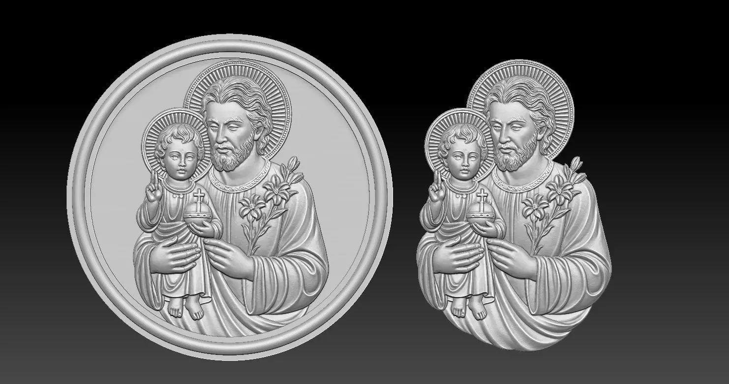 Saint Joseph with baby Jesus 3D print model_0