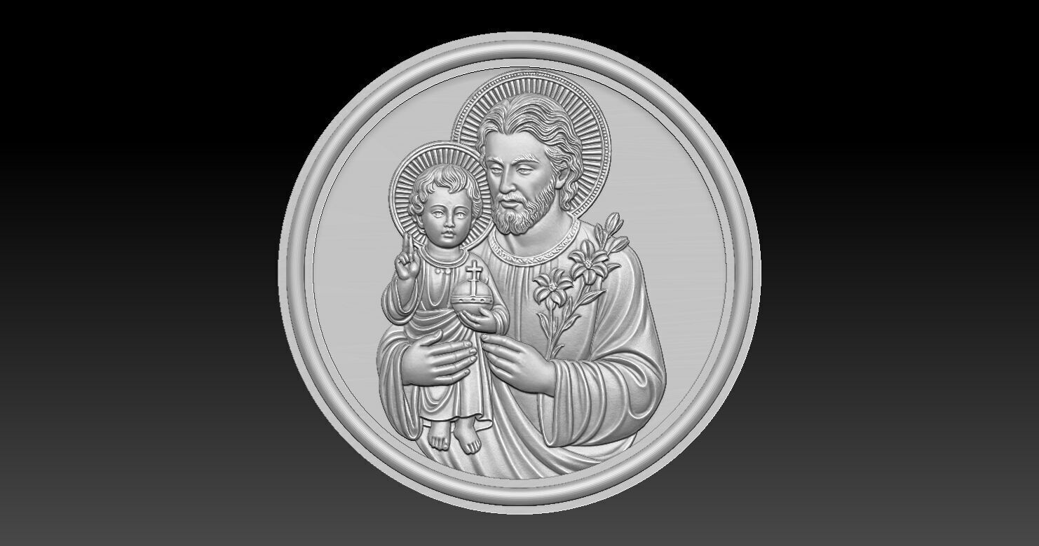 Saint Joseph with baby Jesus 3D print model_17