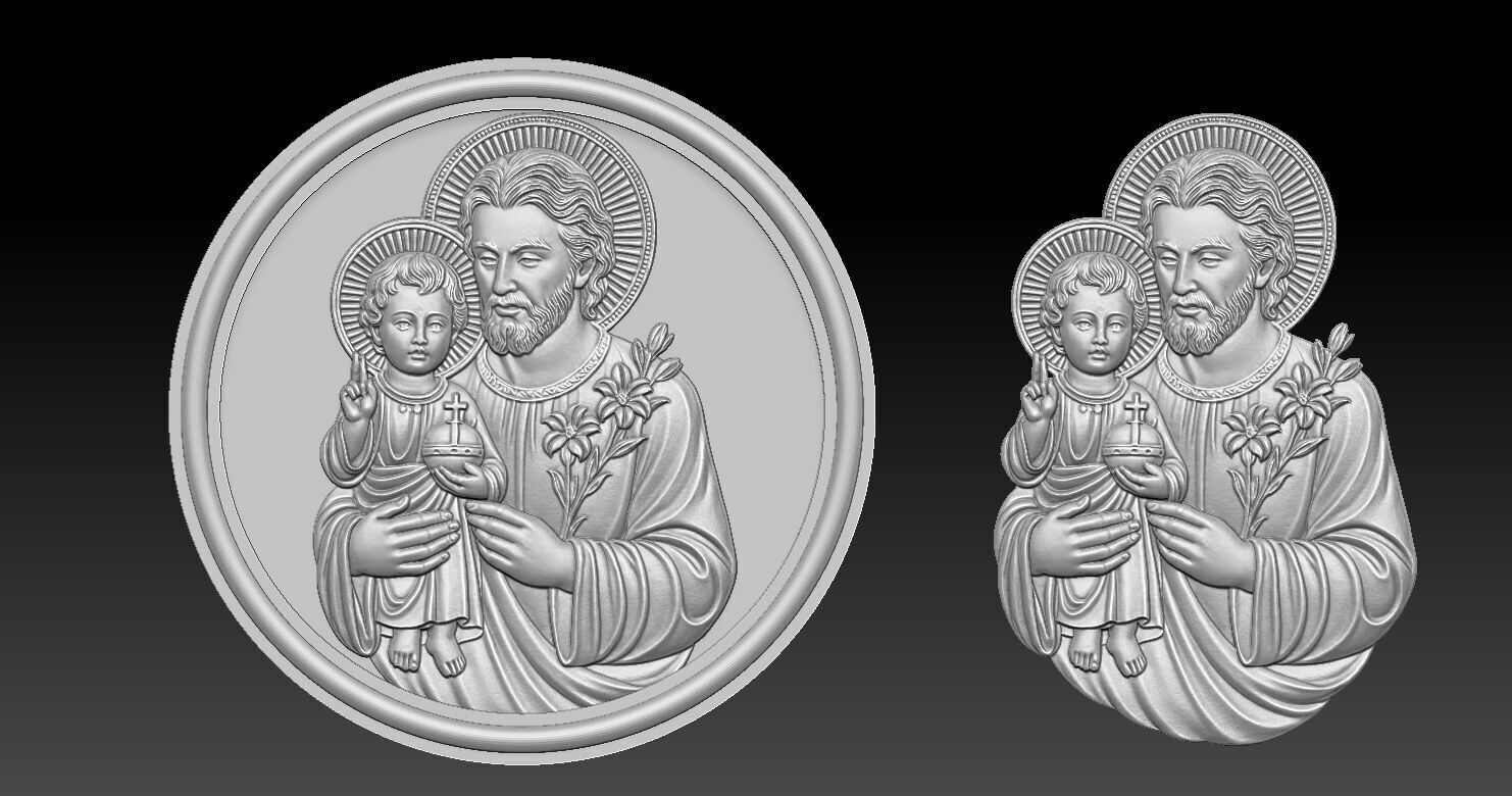 Saint Joseph with baby Jesus 3D print model_19